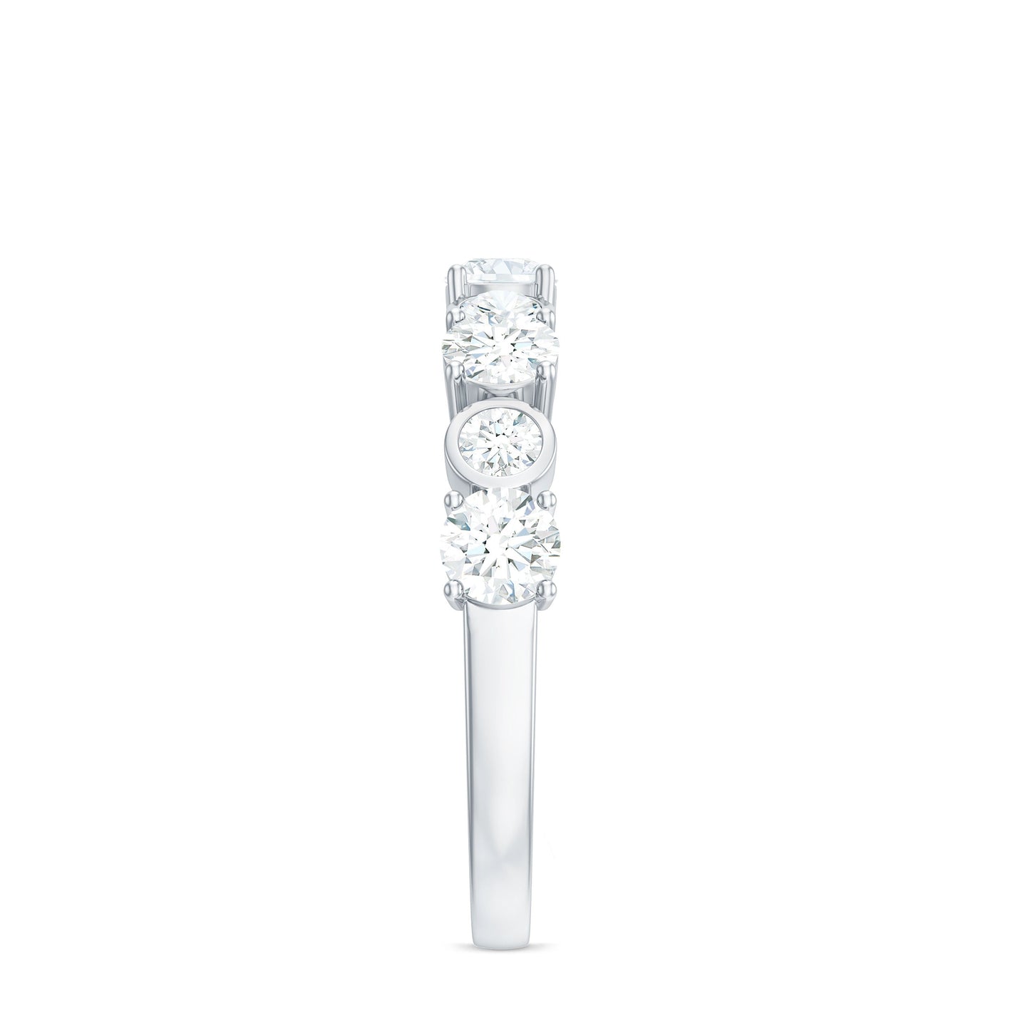 Certified Round Cut Moissanite Half Eternity Band Ring