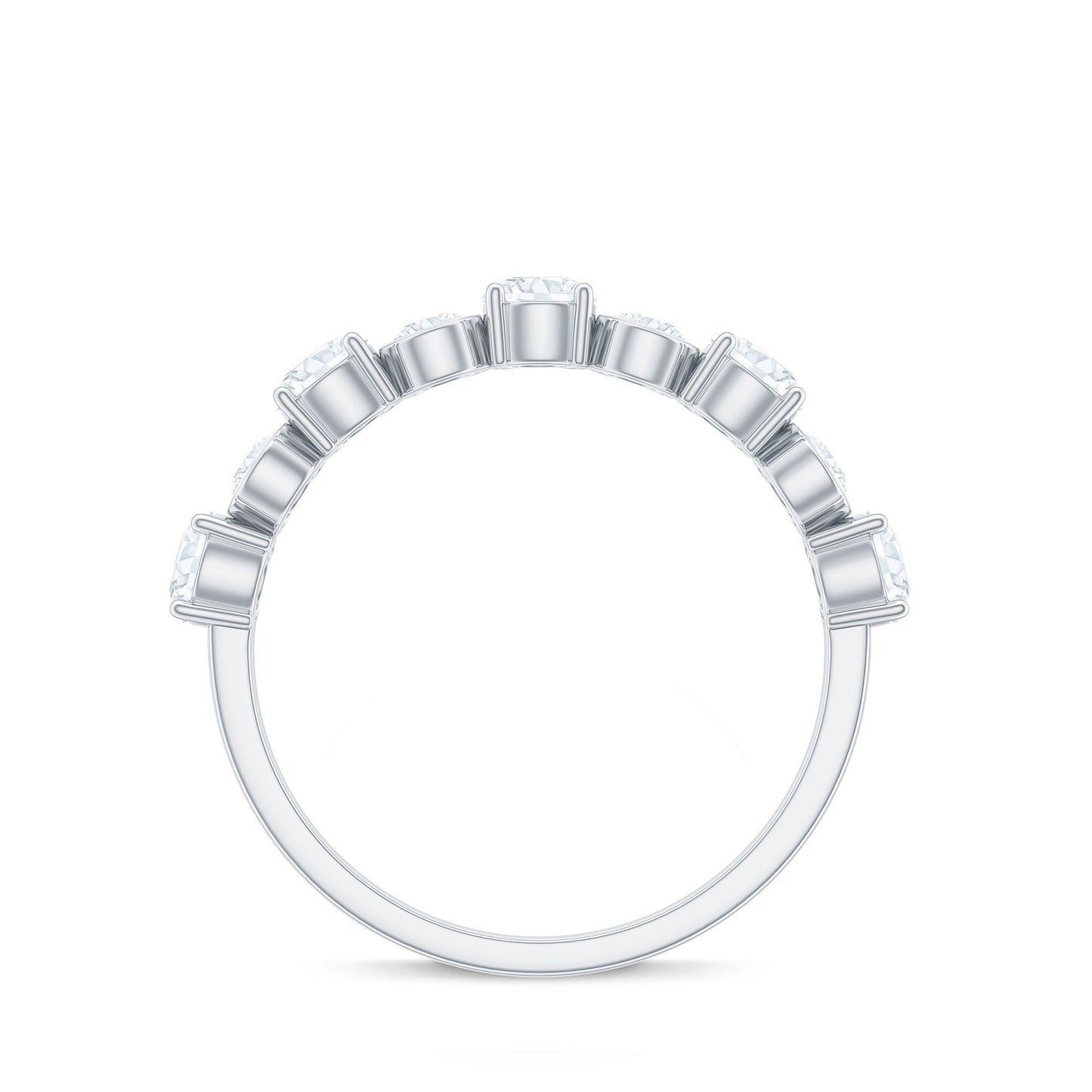 Certified Round Cut Moissanite Half Eternity Band Ring