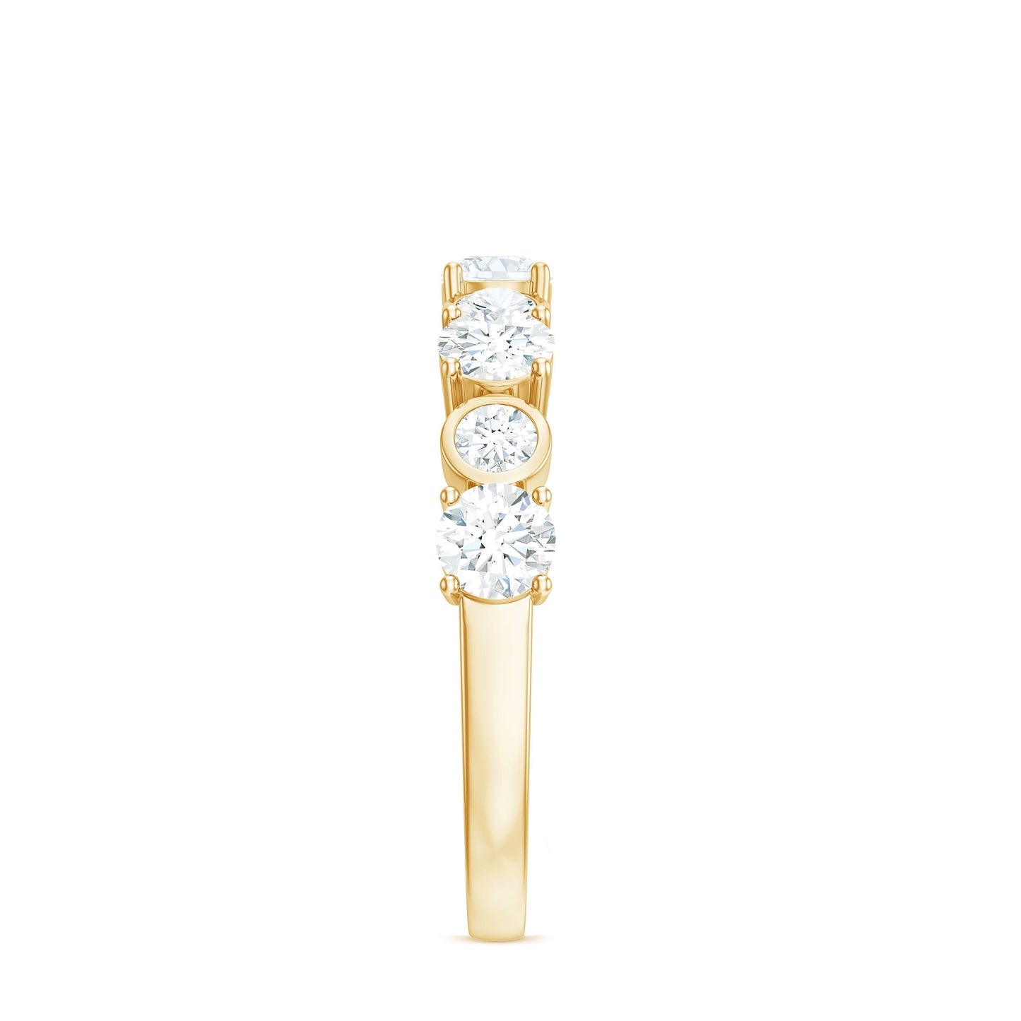 Certified Round Cut Moissanite Half Eternity Band Ring