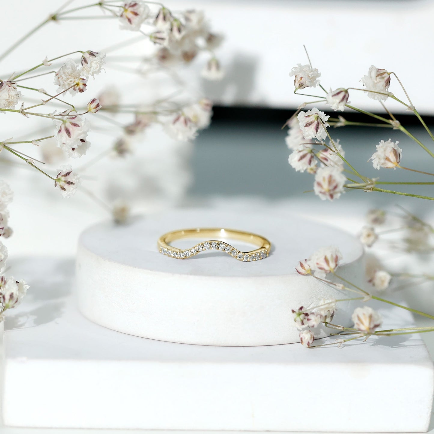 Real Diamond Curved Enhancer for Engagement Ring