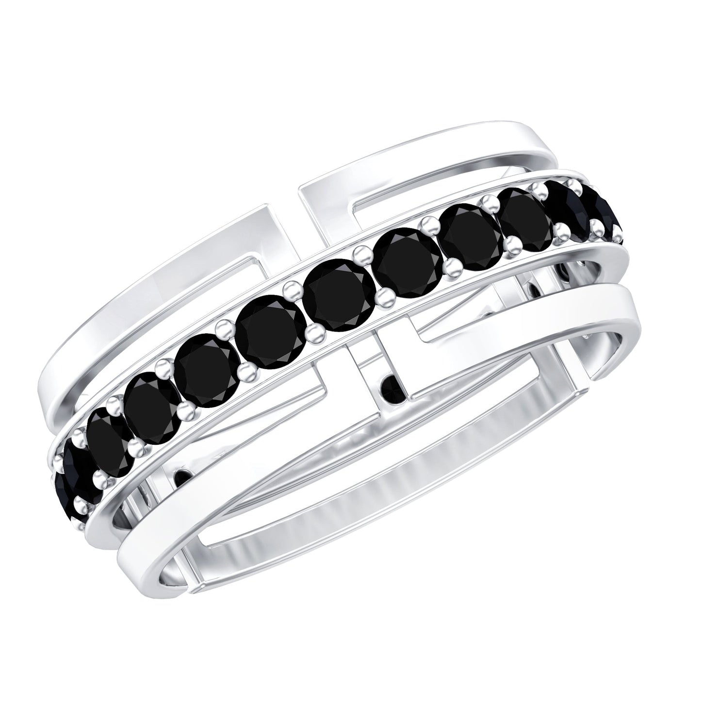 Certified Lab Created Black Diamond Wedding Band for Men