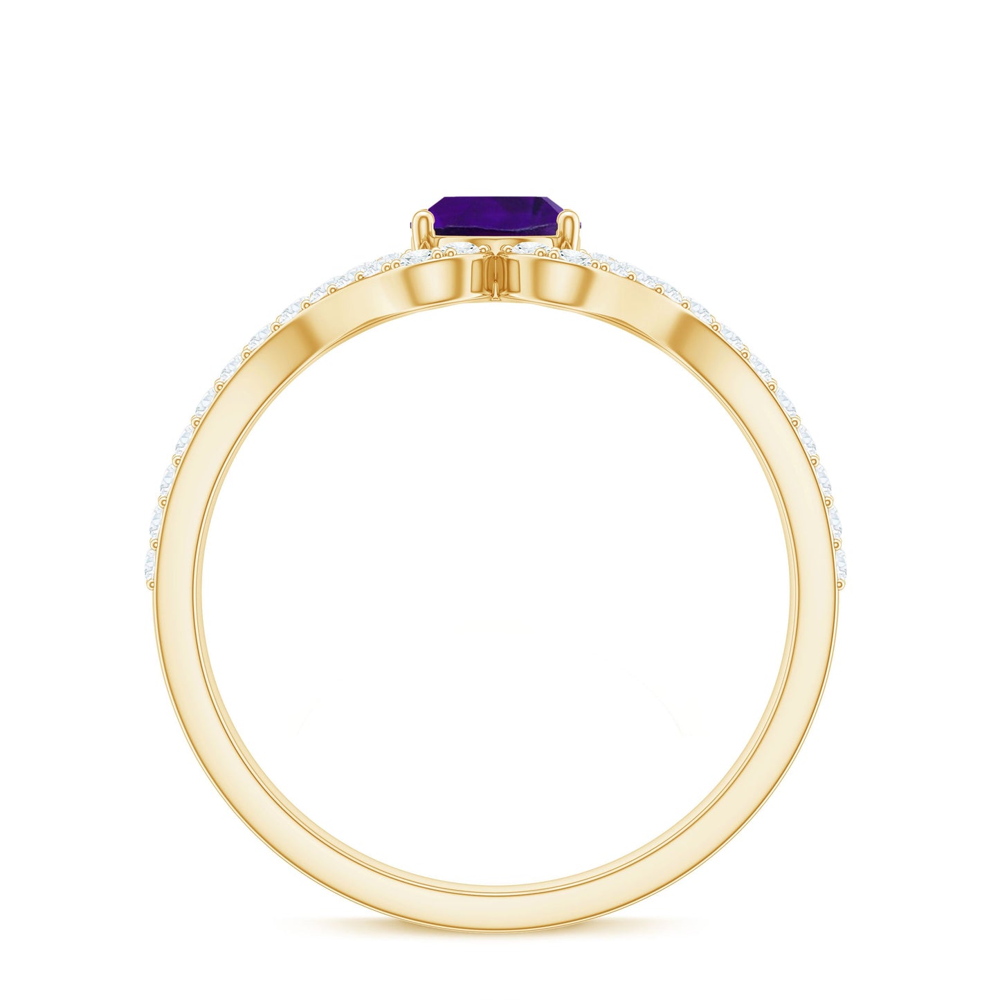 1 Carat Amethyst Oval Engagement Ring with Diamond Split Shank