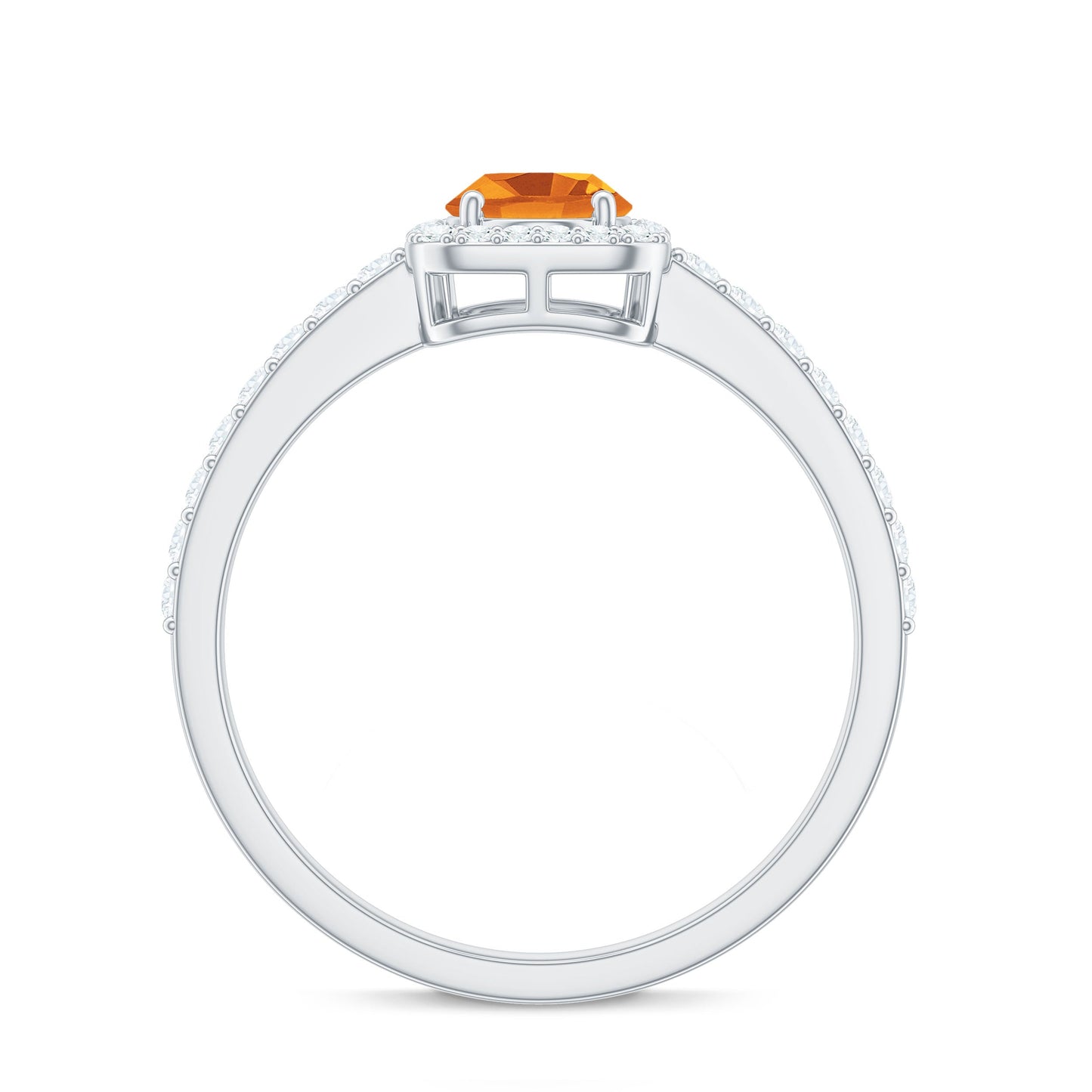 Real 1 Carat Citrine Oval Engagement Ring with Diamond Halo