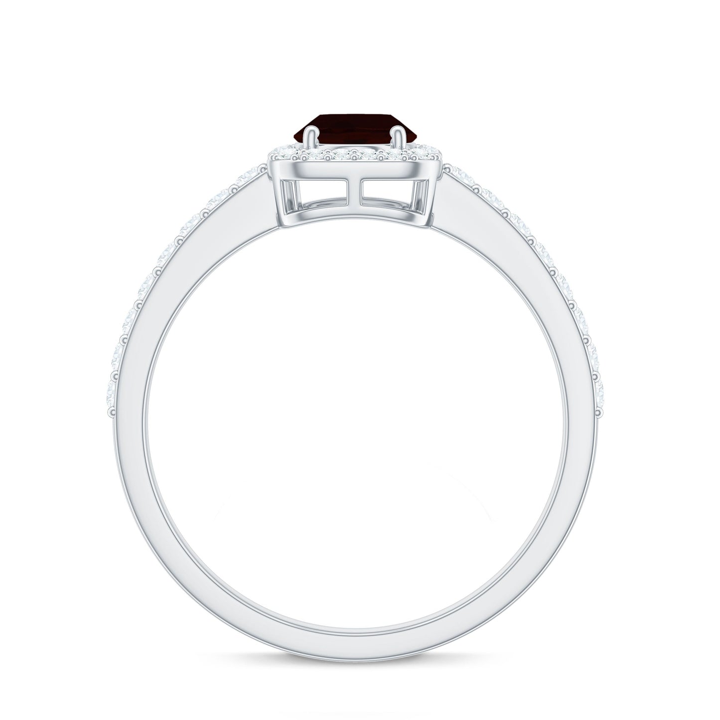 Classic 1.5 Carat Garnet Oval Engagement Ring with Diamond Halo
