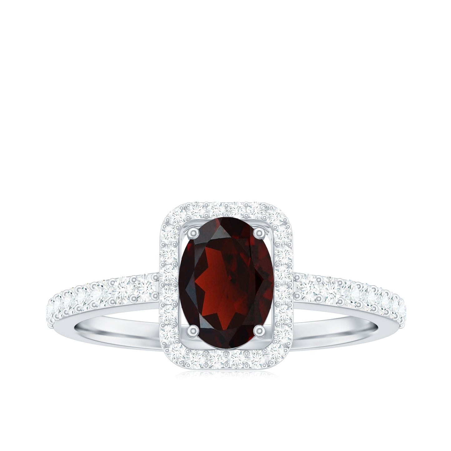 Classic 1.5 Carat Garnet Oval Engagement Ring with Diamond Halo