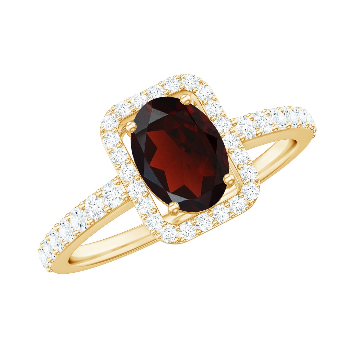 Classic 1.5 Carat Garnet Oval Engagement Ring with Diamond Halo