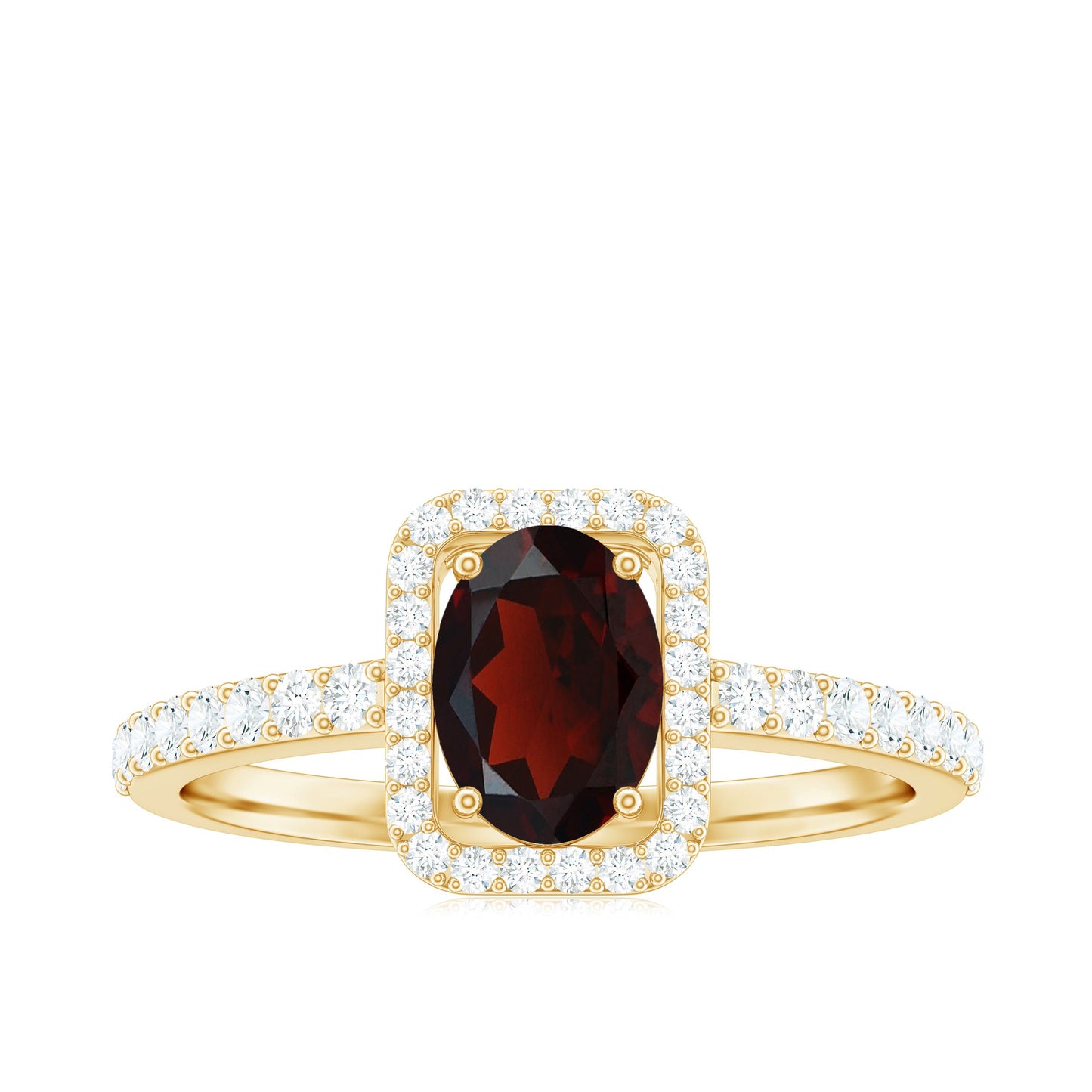 Classic 1.5 Carat Garnet Oval Engagement Ring with Diamond Halo
