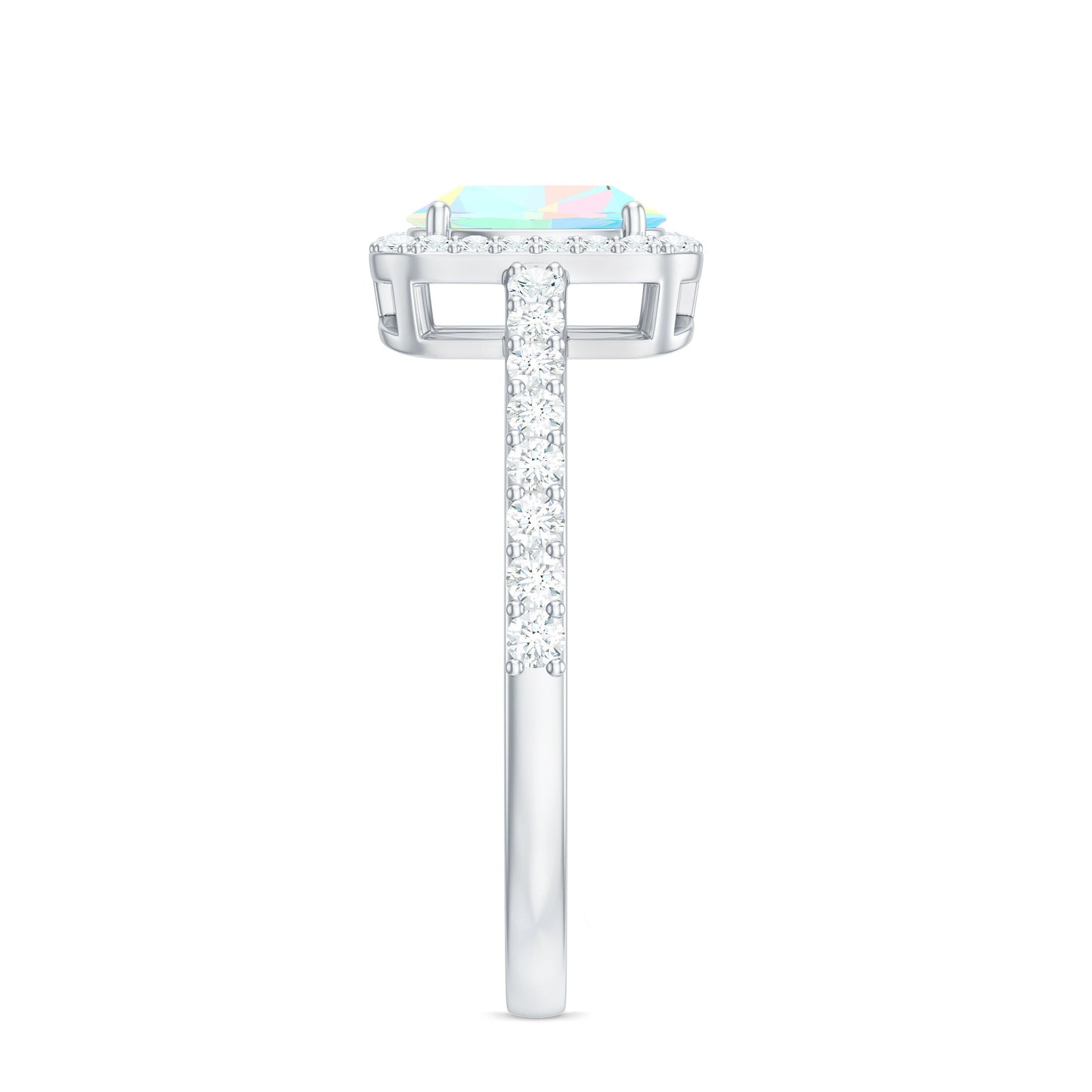 Classic Ethiopian Opal Oval Engagement Ring with Diamond Halo
