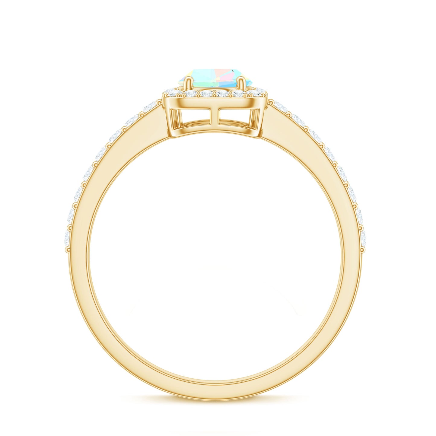 Classic Ethiopian Opal Oval Engagement Ring with Diamond Halo