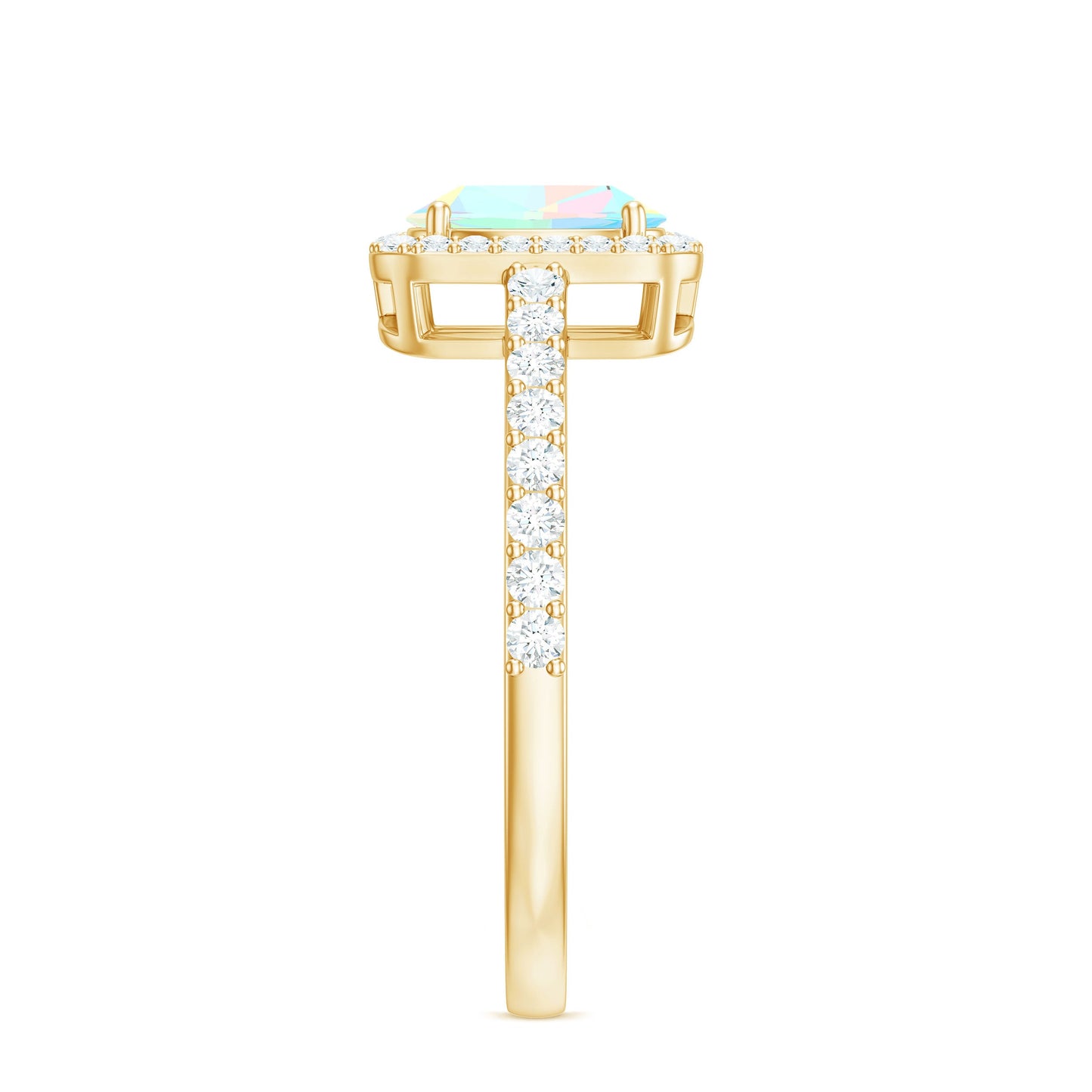 Classic Ethiopian Opal Oval Engagement Ring with Diamond Halo
