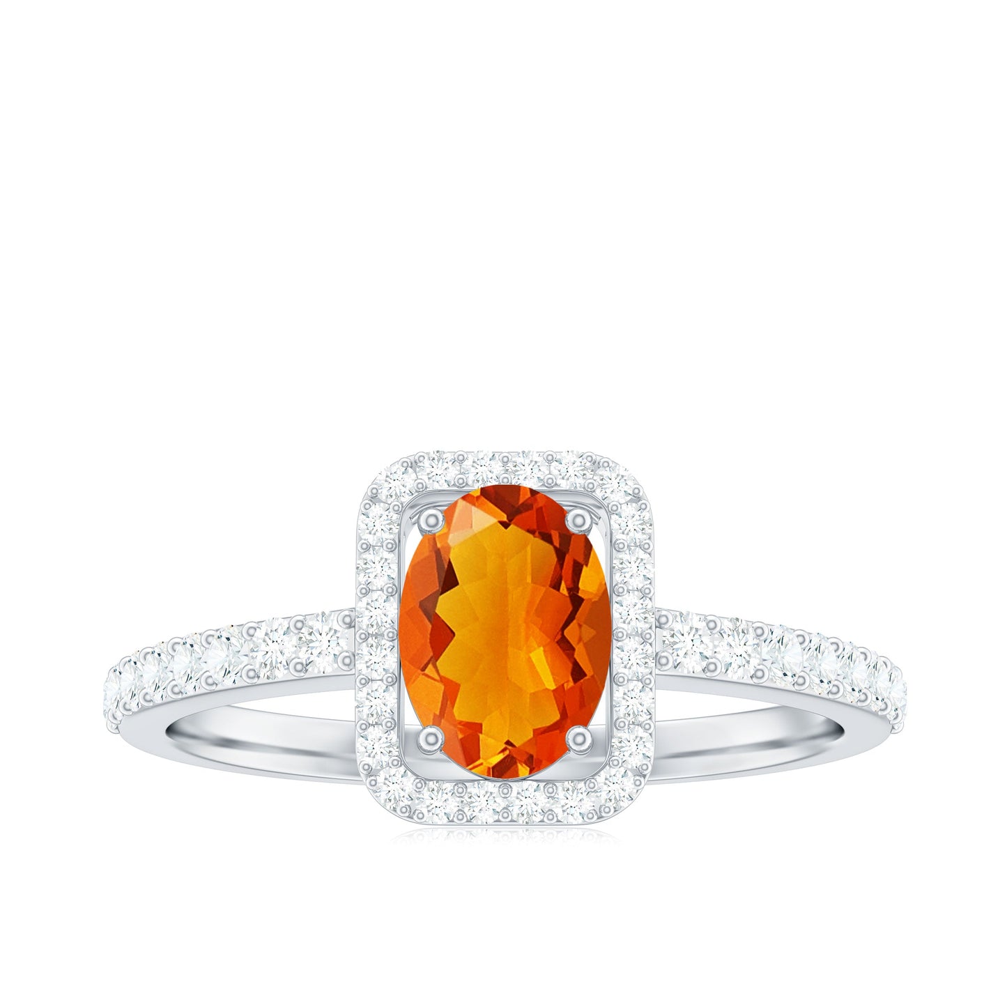 Oval Cut Fire Opal Engagement Ring with Diamond Halo