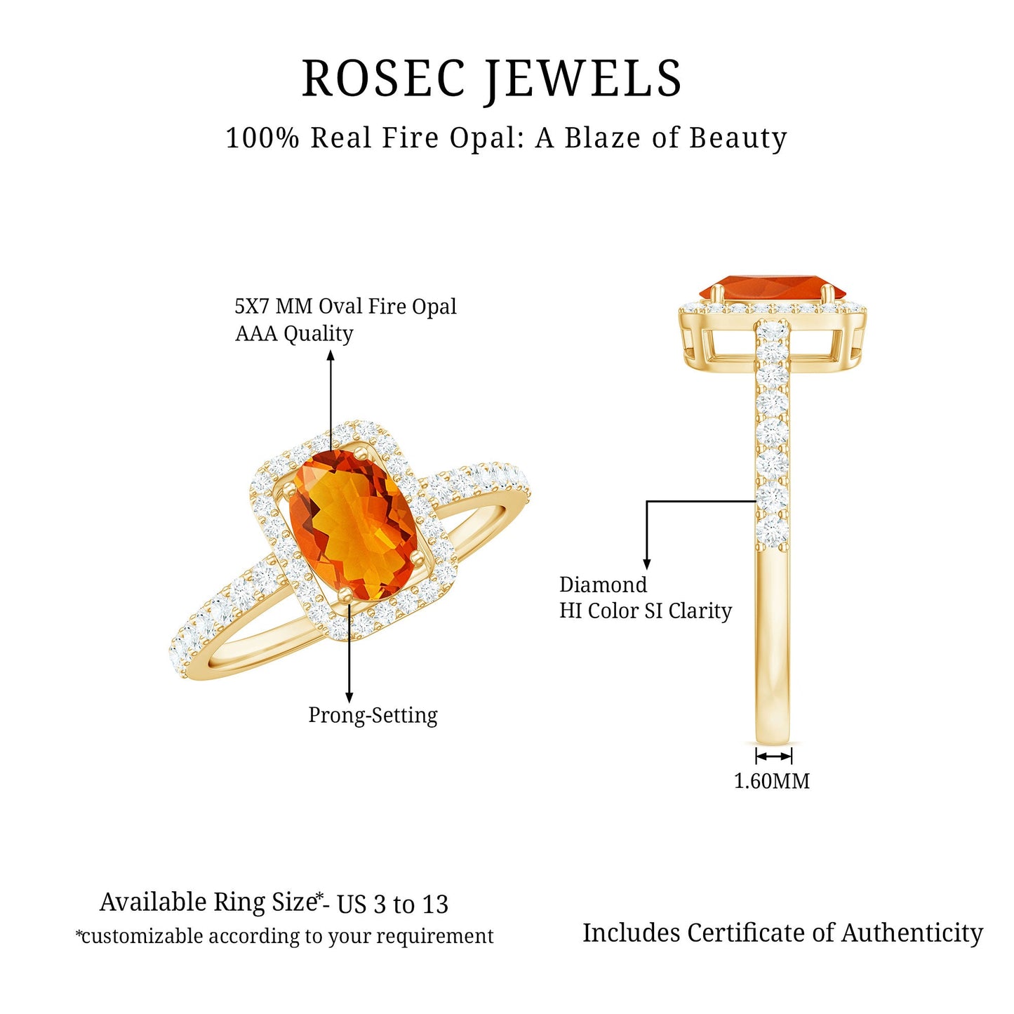 Oval Cut Fire Opal Engagement Ring with Diamond Halo