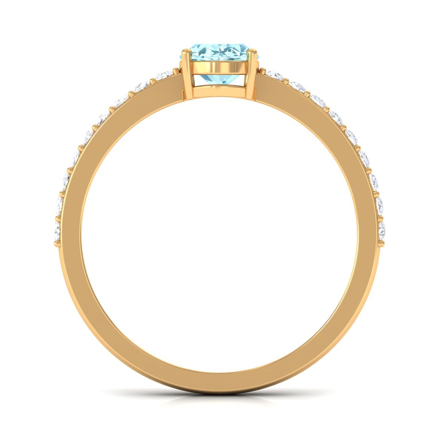 Genuine 1 Carat Solitaire Aquamarine Oval Engagement Ring with Diamond