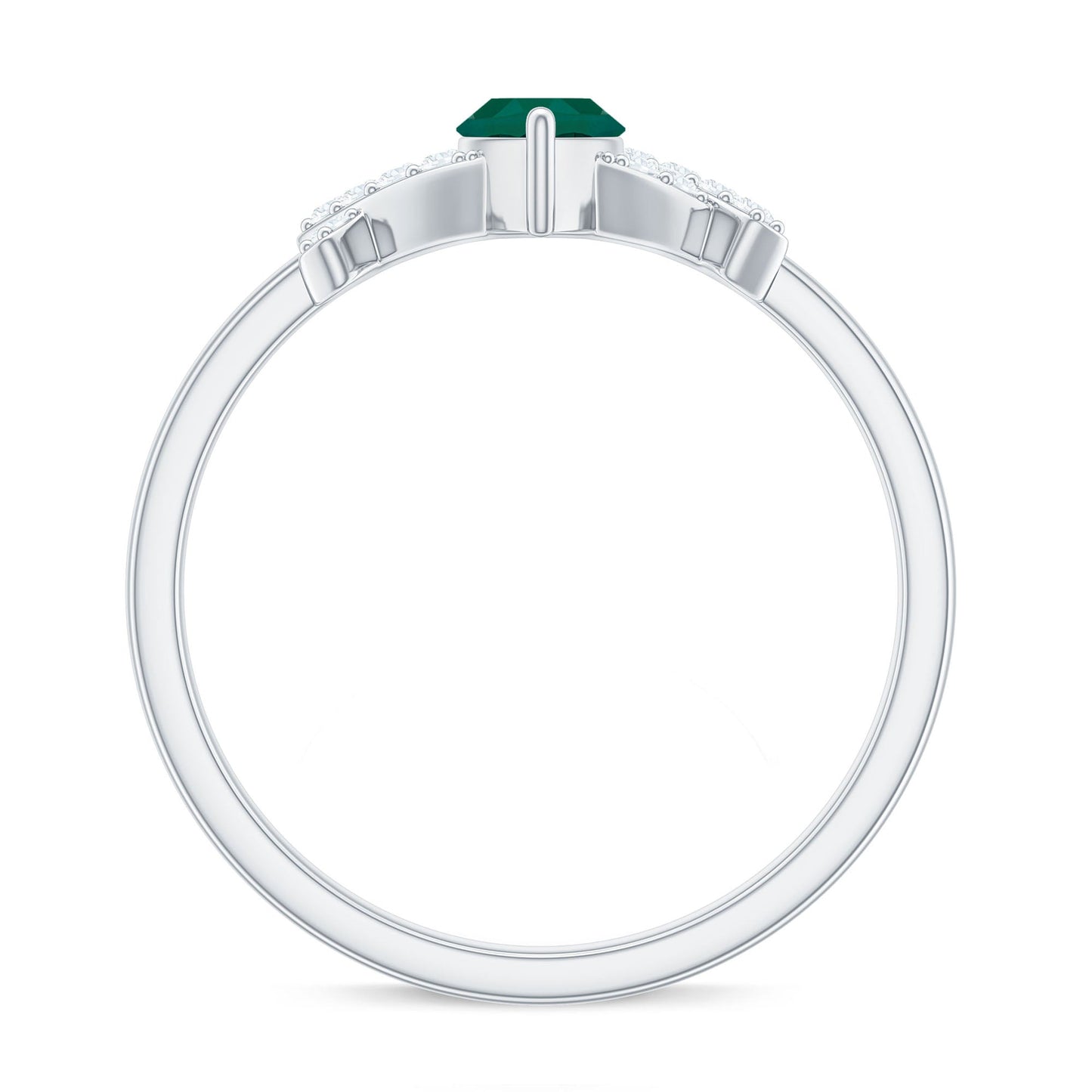 Designer Lab Grown Emerald Marquise Engagement Ring with Diamond