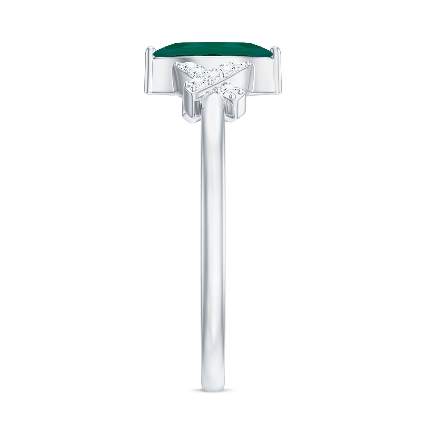 Designer Lab Grown Emerald Marquise Engagement Ring with Diamond