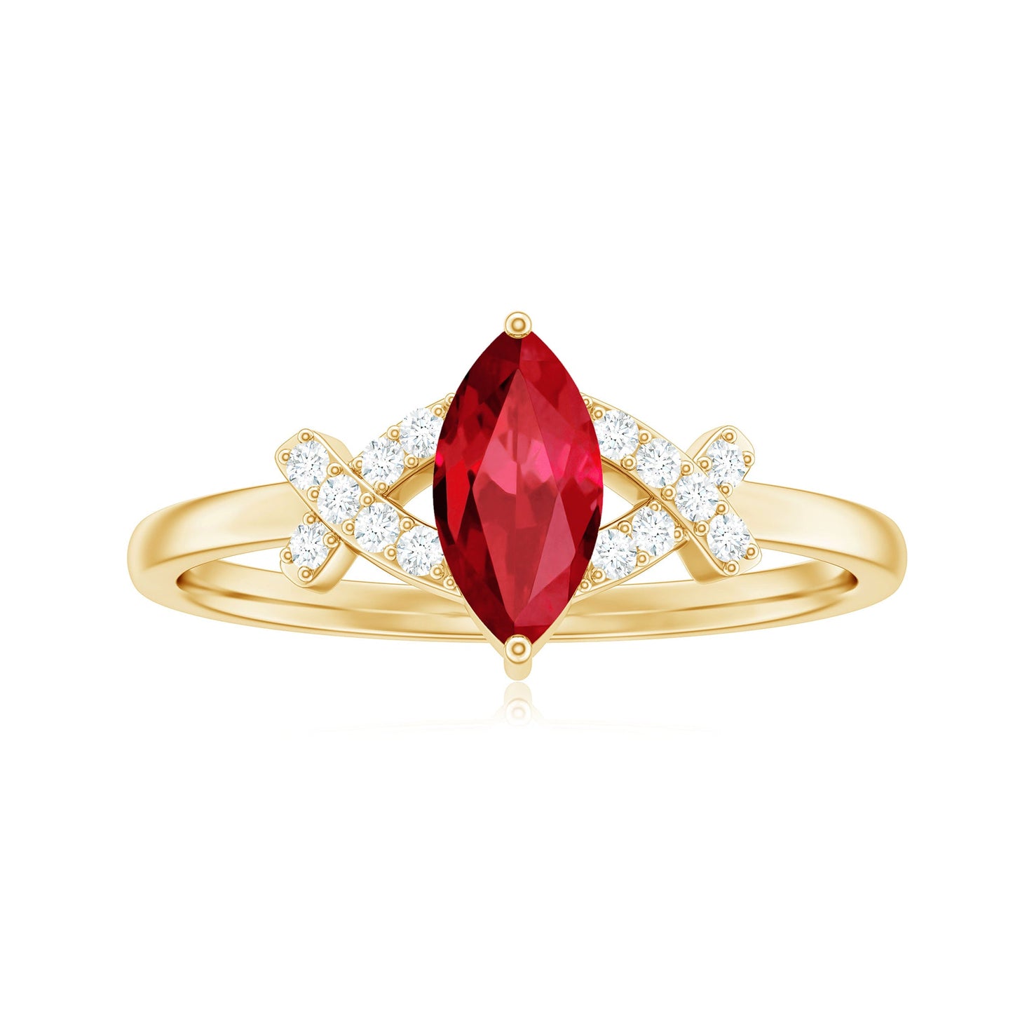 Marquise Cut Lab Created Ruby Designer Engagement Ring