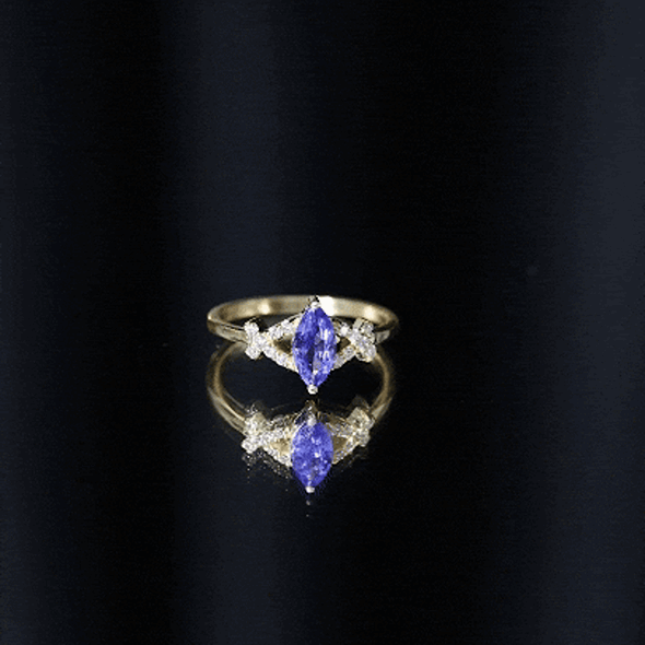 Natural Marquise Tanzanite Diamond Promise Ring for Engagement