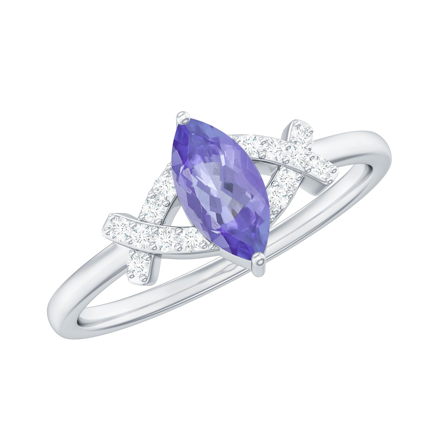 Natural Marquise Tanzanite Diamond Promise Ring for Engagement