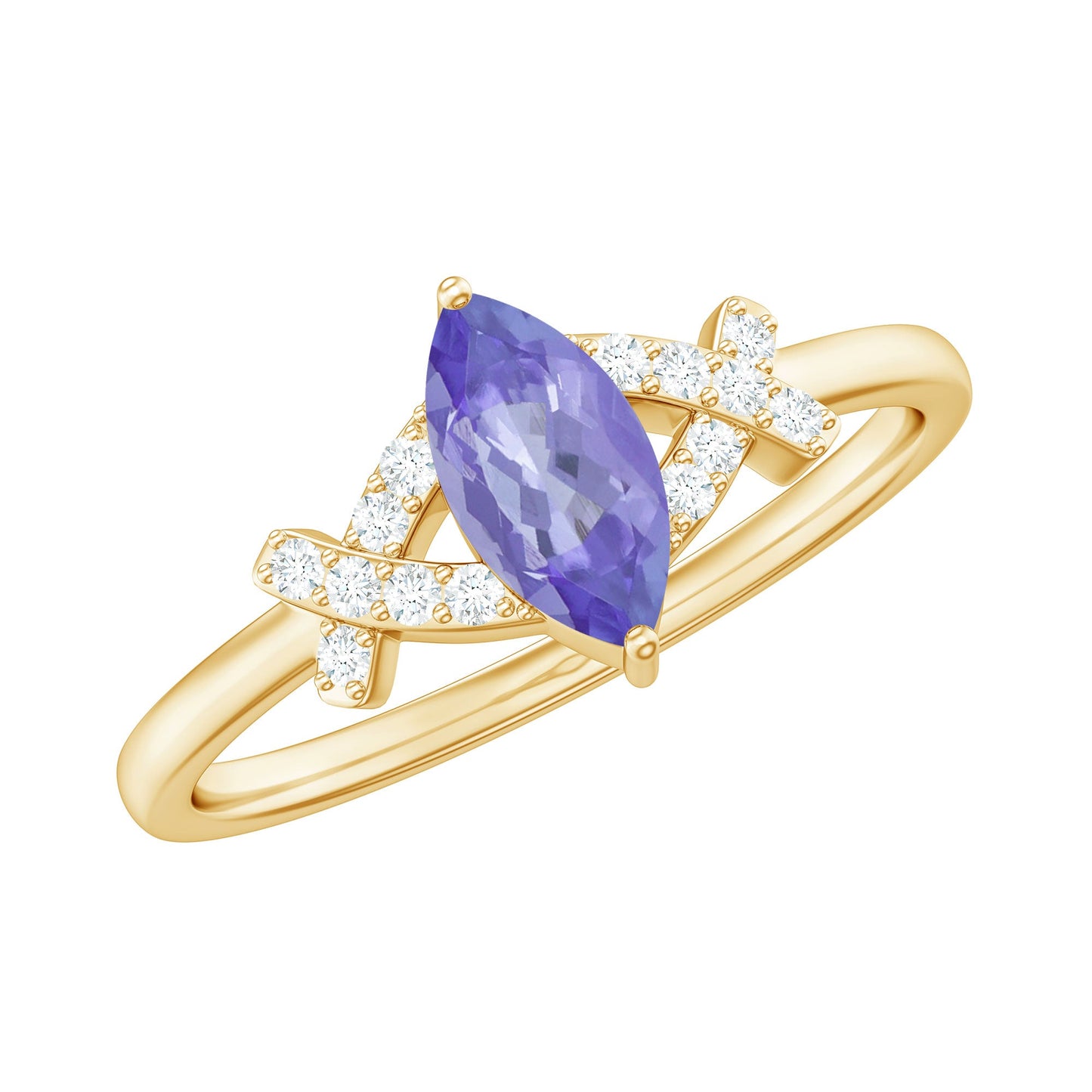 Natural Marquise Tanzanite Diamond Promise Ring for Engagement