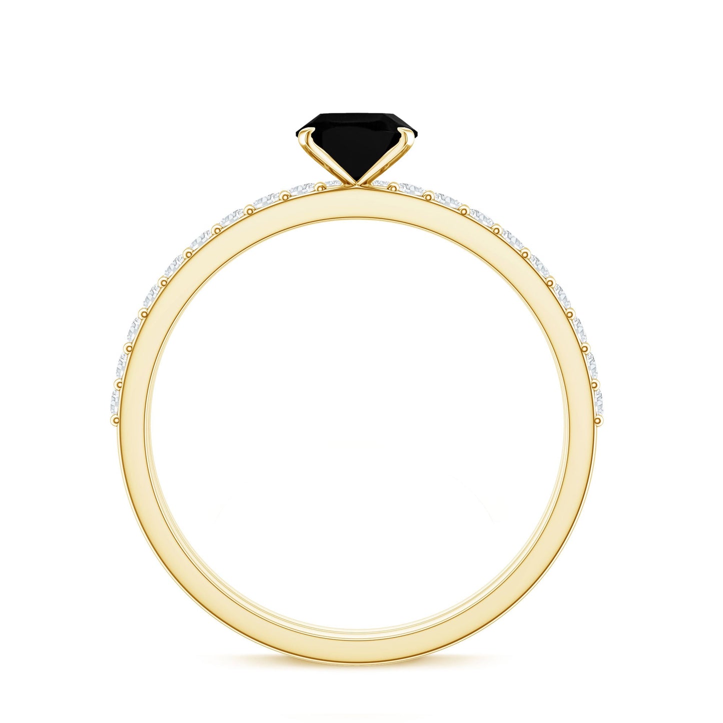 1 Carat Oval Cut Black Onyx Solitaire Rings Set with Diamond Wedding Band