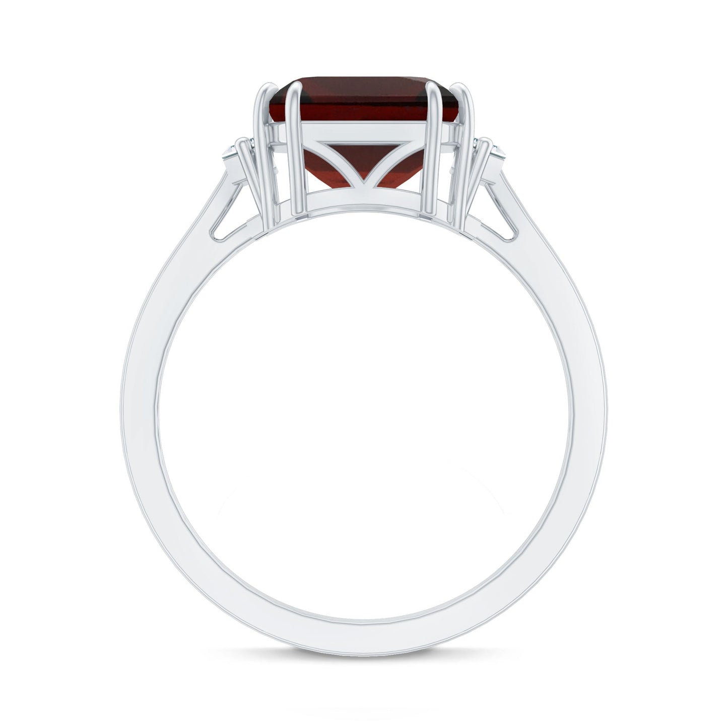 Natural 3.3 Carat Asscher Cut Garnet Engagement Ring with Diamond