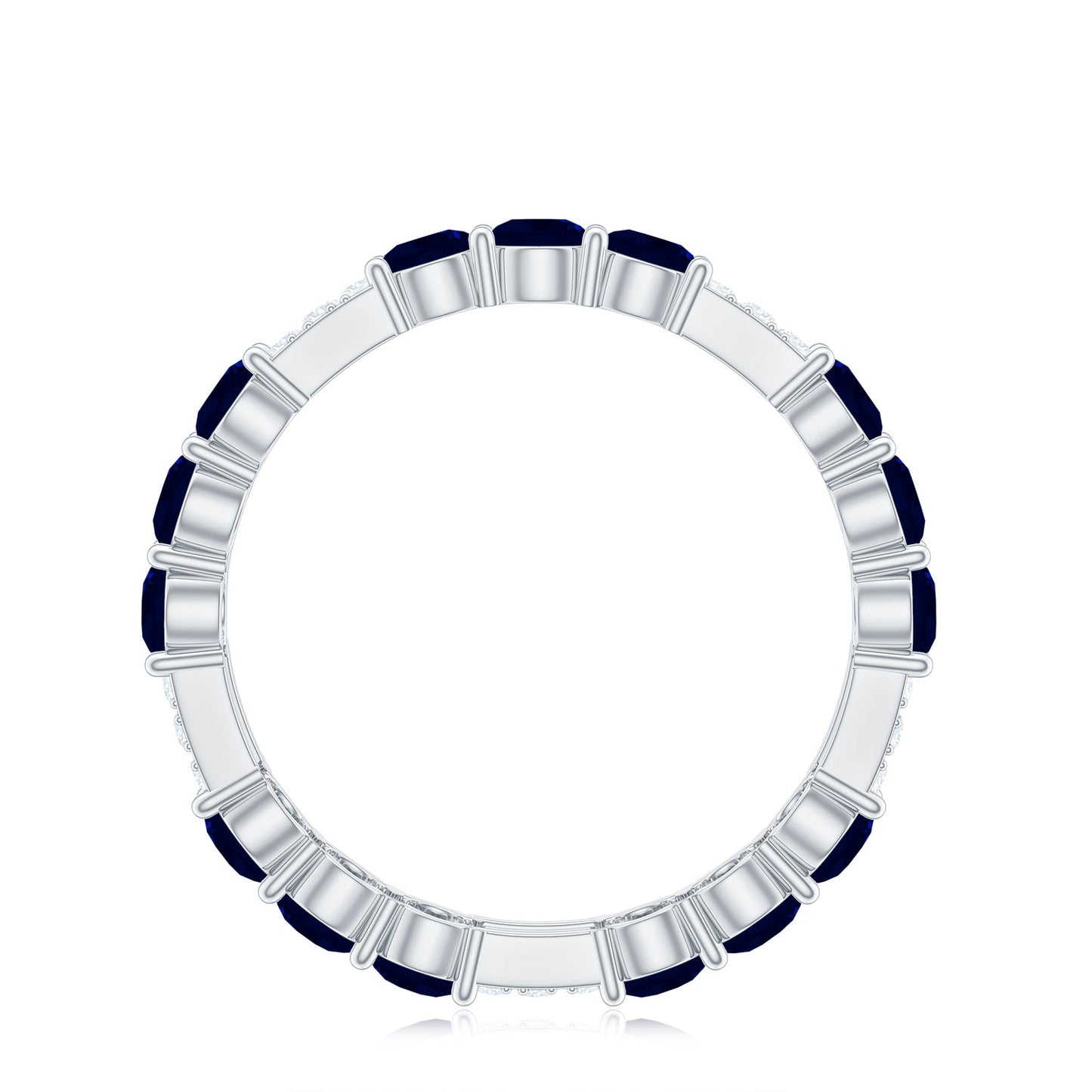 Natural Blue Sapphire and Diamond Eternity Wedding Band