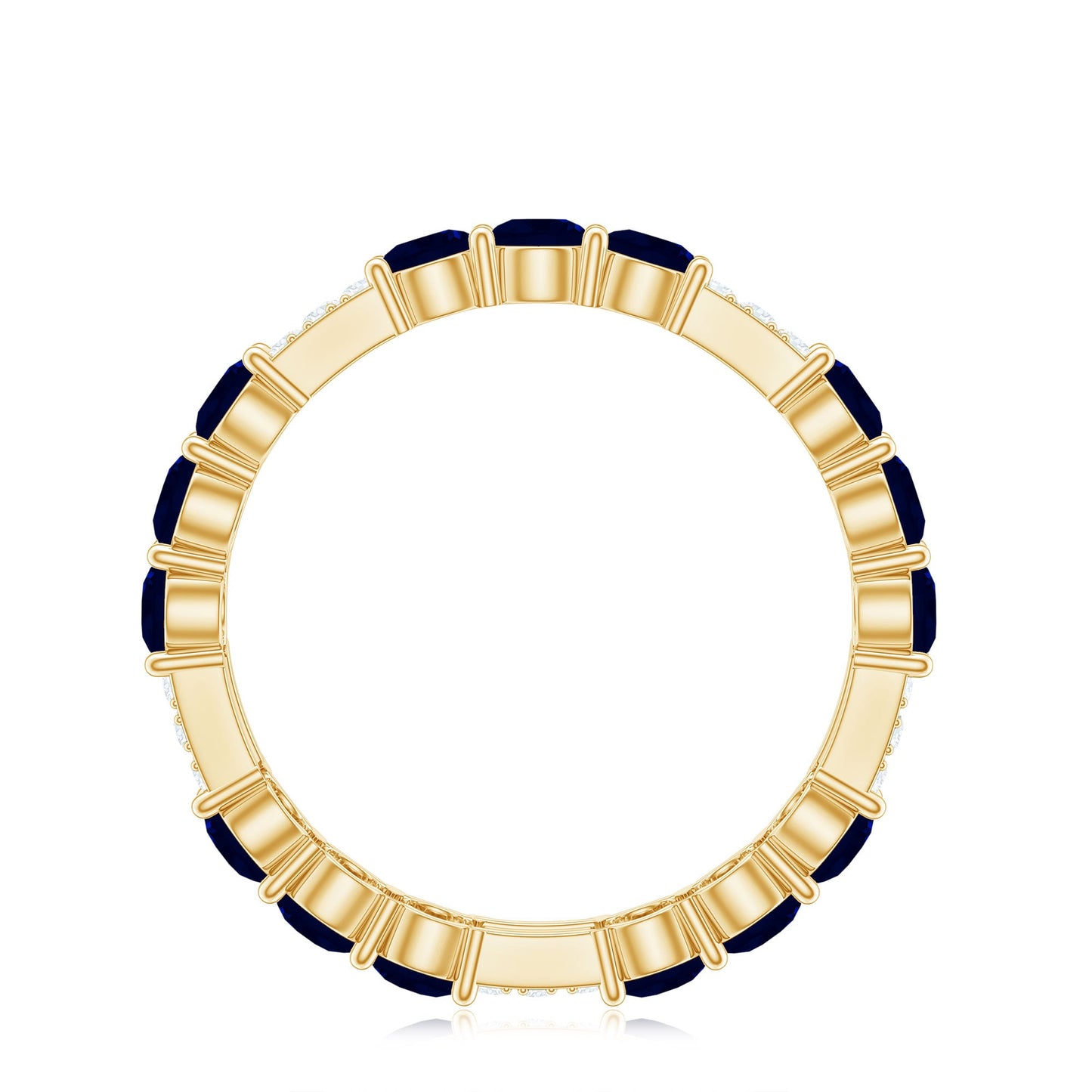 Natural Blue Sapphire and Diamond Eternity Wedding Band