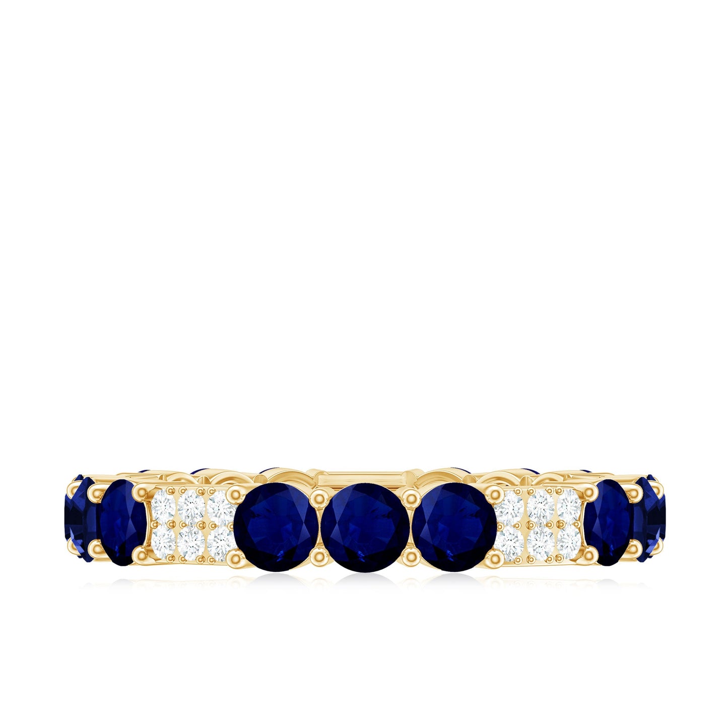 Natural Blue Sapphire and Diamond Eternity Wedding Band