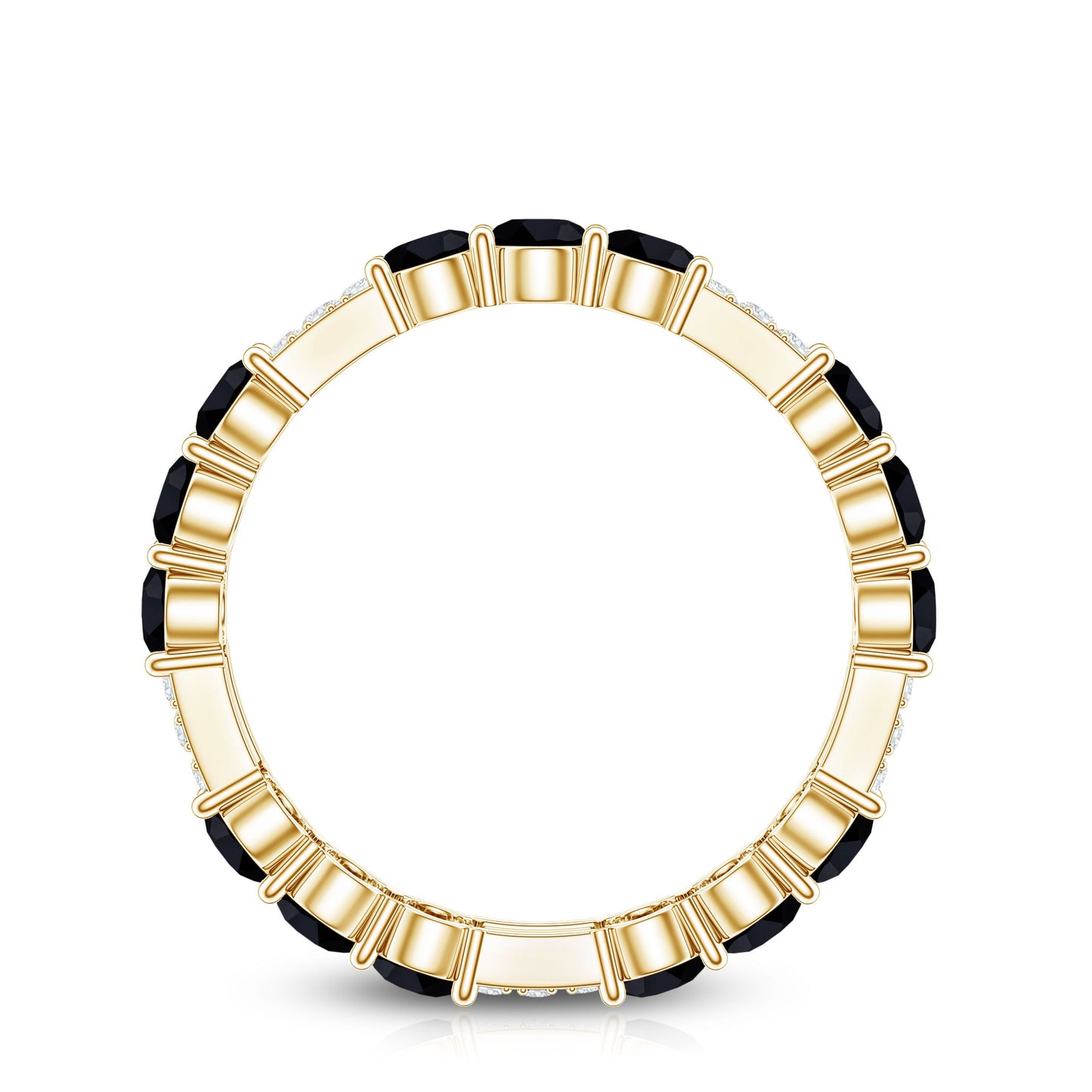 Certified Lab Grown Black and White Diamond Wedding Eternity Ring