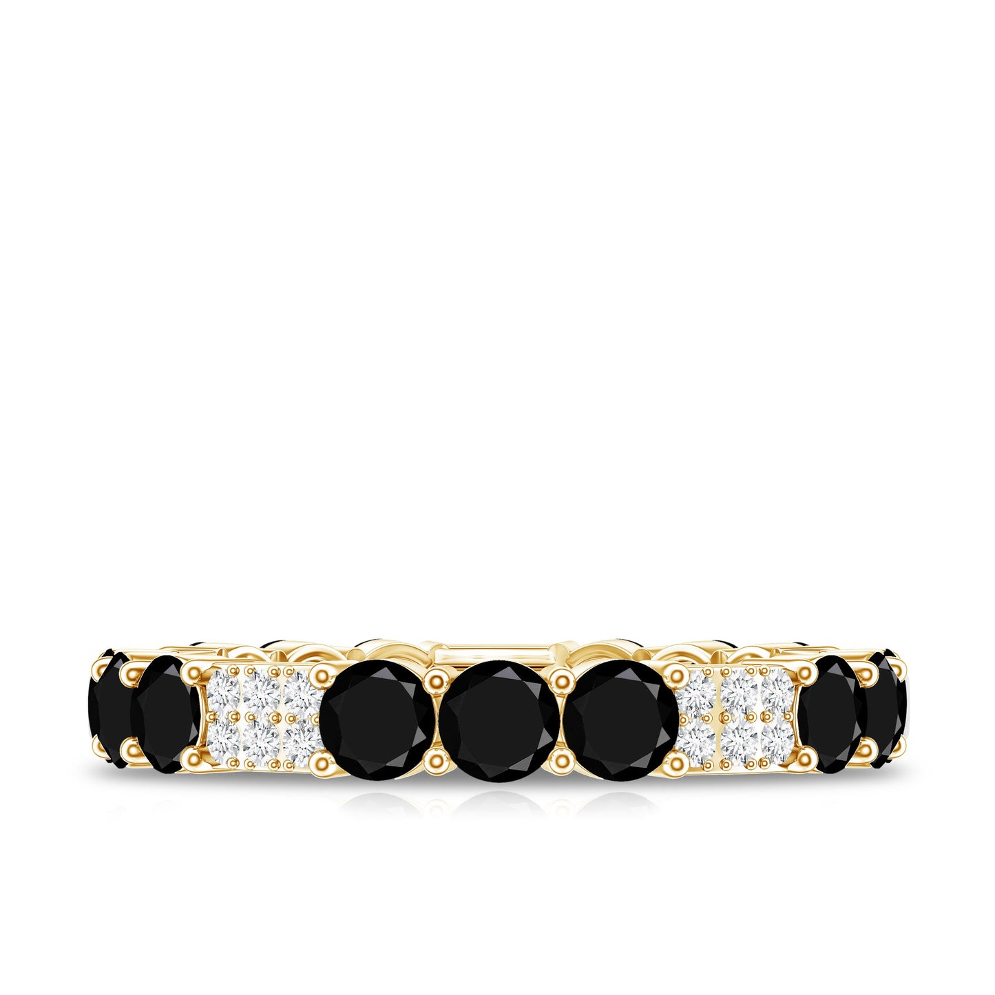 Certified Lab Grown Black and White Diamond Wedding Eternity Ring