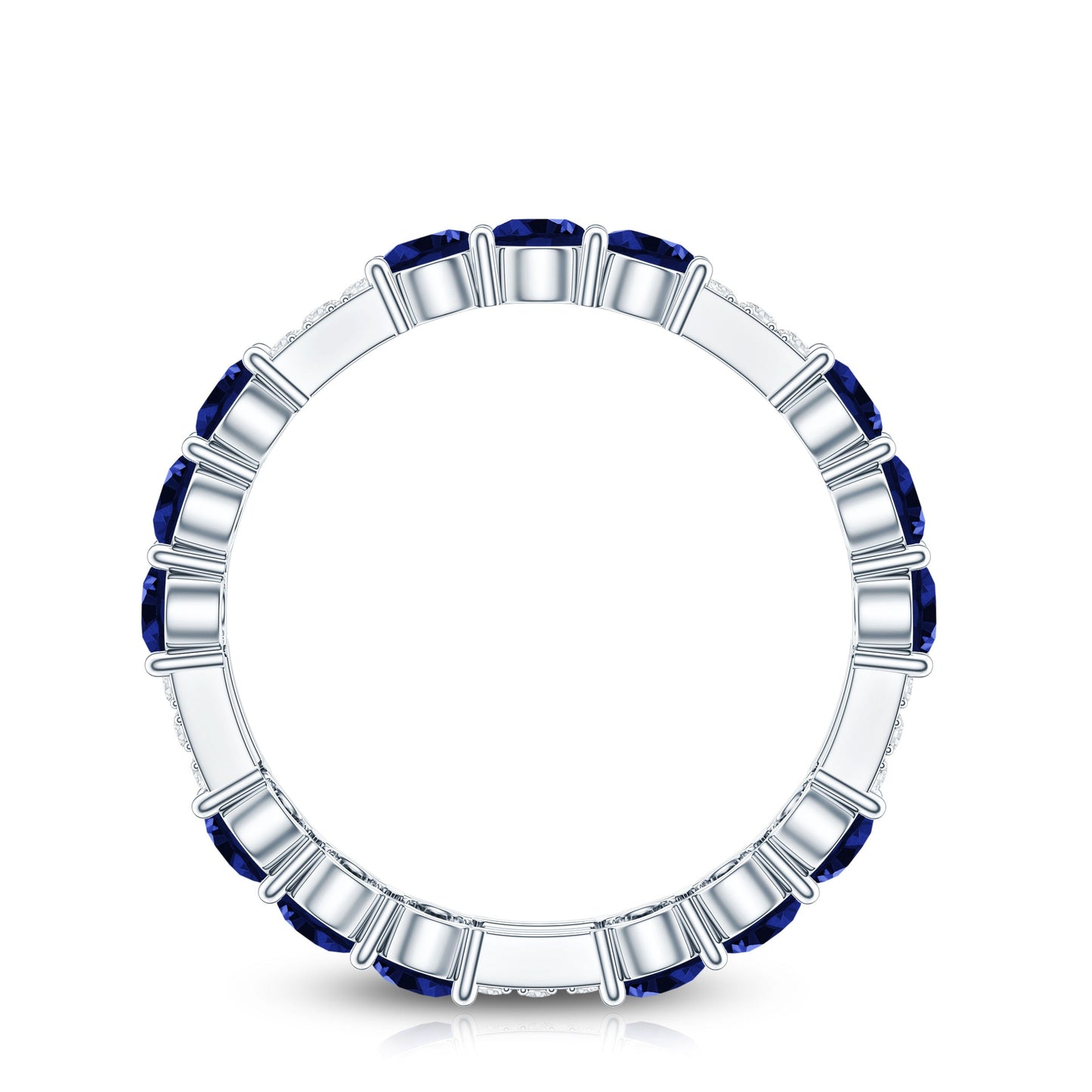 Certified Lab Grown Blue Sapphire Eternity Band Ring with Diamond