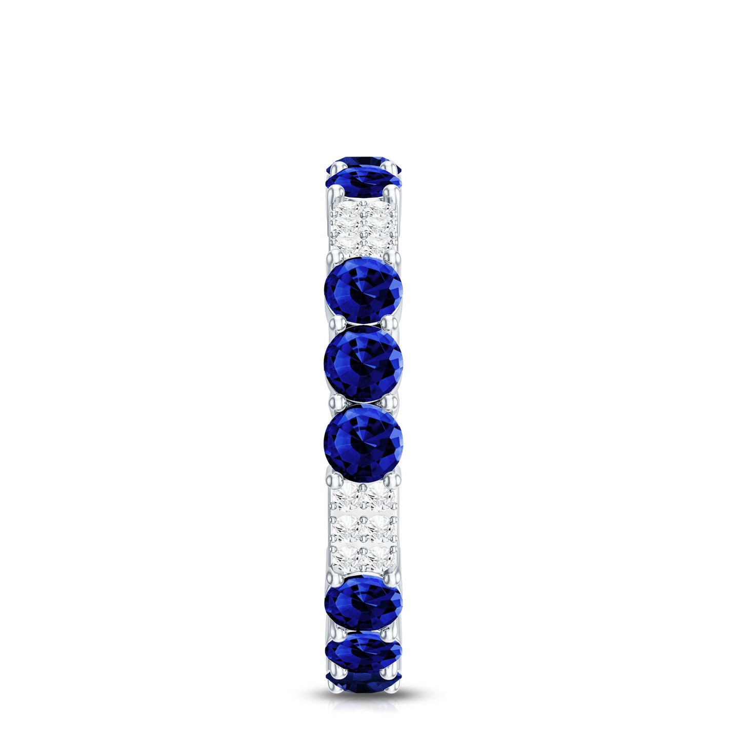 Certified Lab Grown Blue Sapphire Eternity Band Ring with Diamond