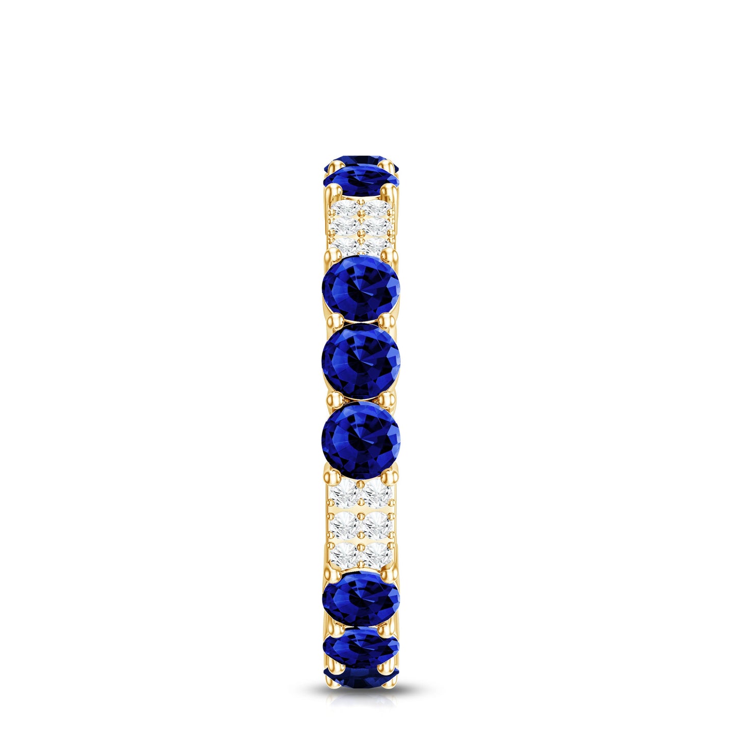 Certified Lab Grown Blue Sapphire Eternity Band Ring with Diamond