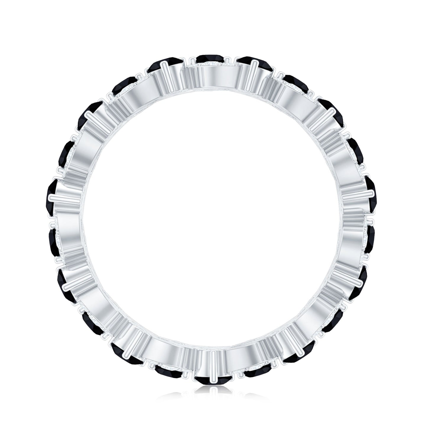 Nature Inspired Lab Grown Black Diamond Eternity Band Ring with Moissanite