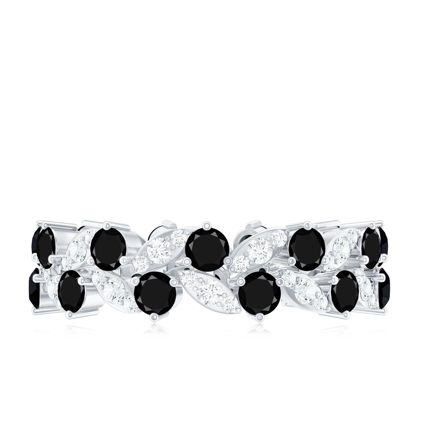 Nature Inspired Lab Grown Black Diamond Eternity Band Ring with Moissanite