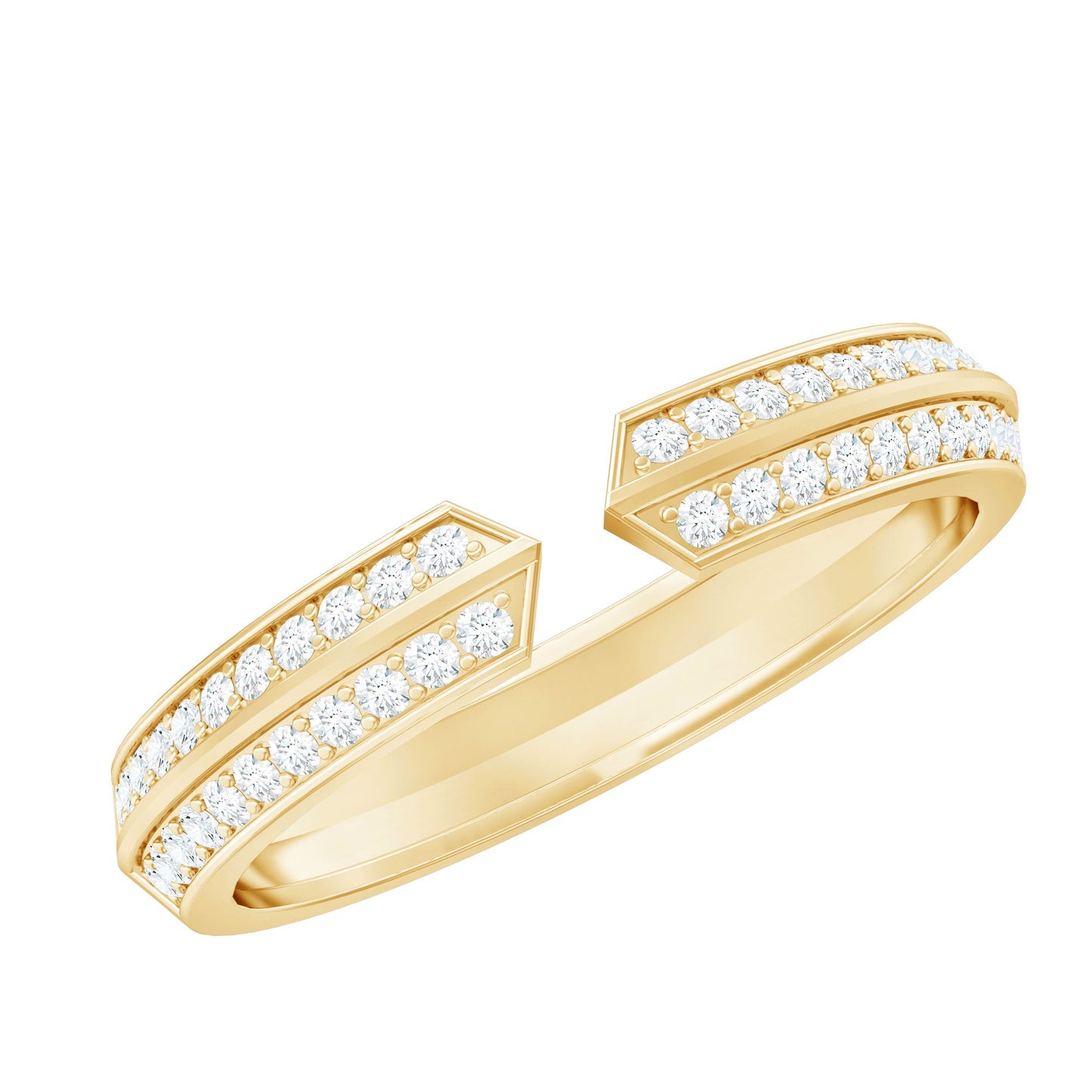 Certified Moissanite Open Cuff Ring for Women