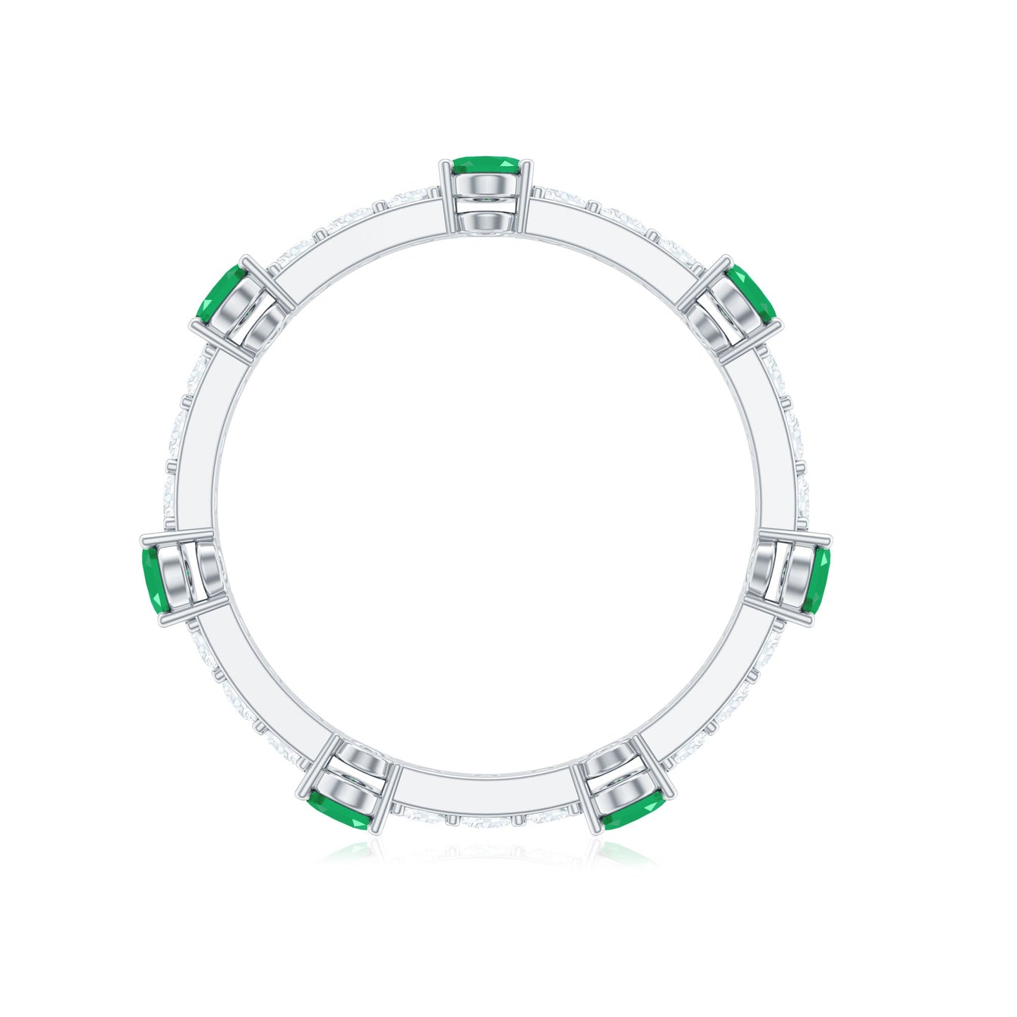 Natural Oval Emerald Diamond Eternity Marriage Anniversary Ring