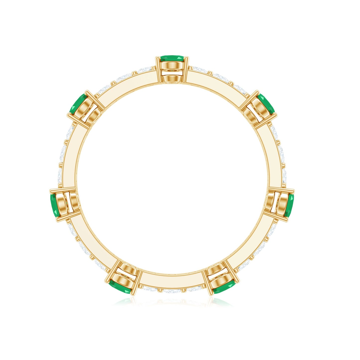 Natural Oval Emerald Diamond Eternity Marriage Anniversary Ring