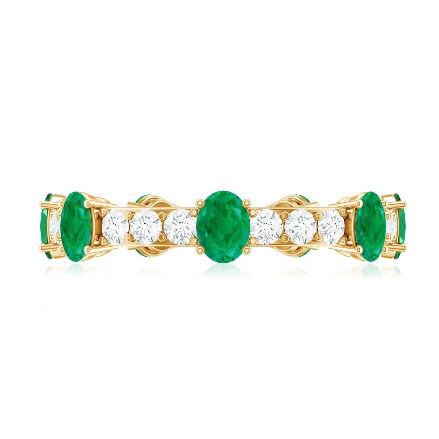 Natural Oval Emerald Diamond Eternity Marriage Anniversary Ring