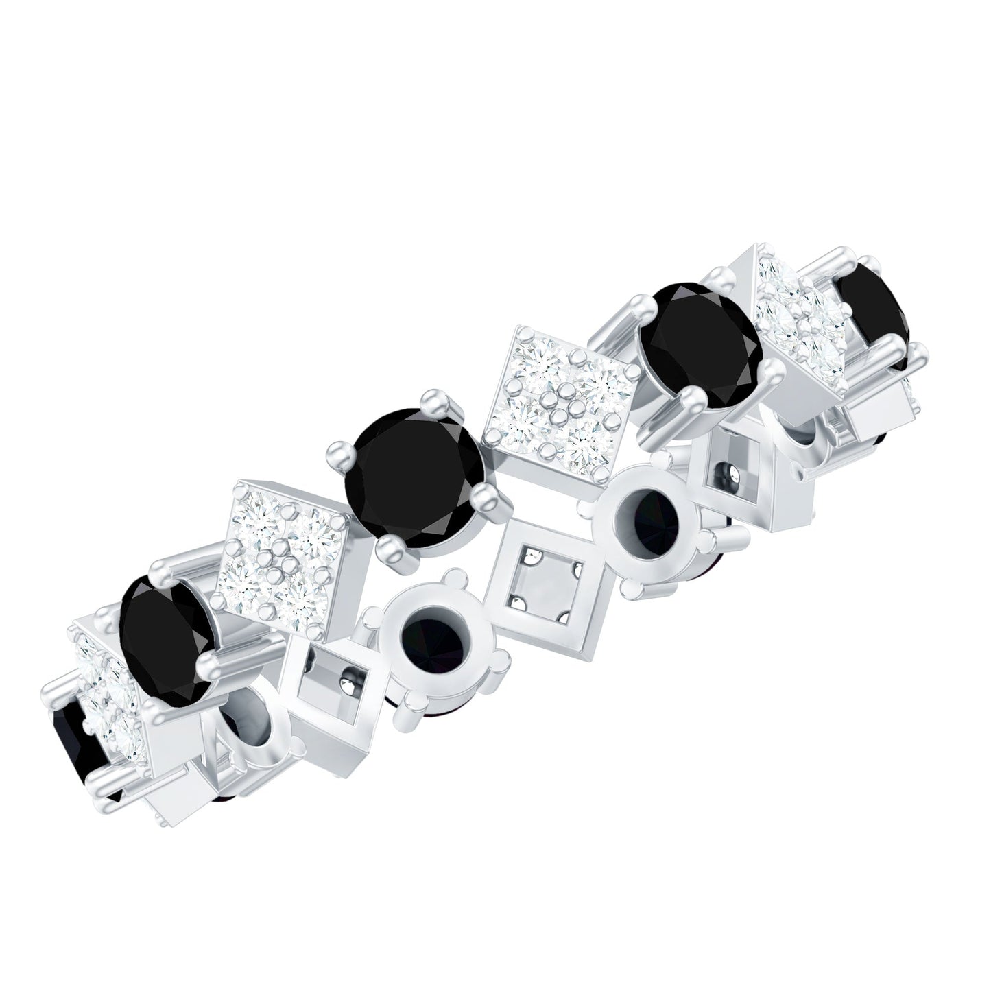 Lab Grown Black and White Diamond Eternity Ring for Women