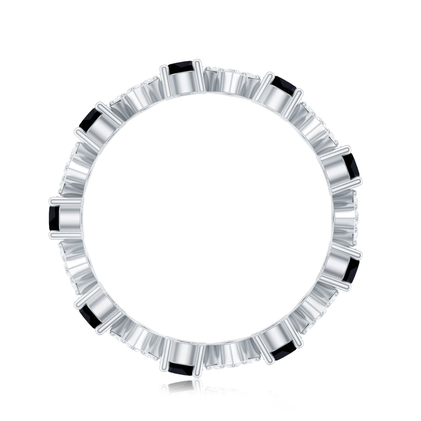 Lab Grown Black and White Diamond Eternity Ring for Women