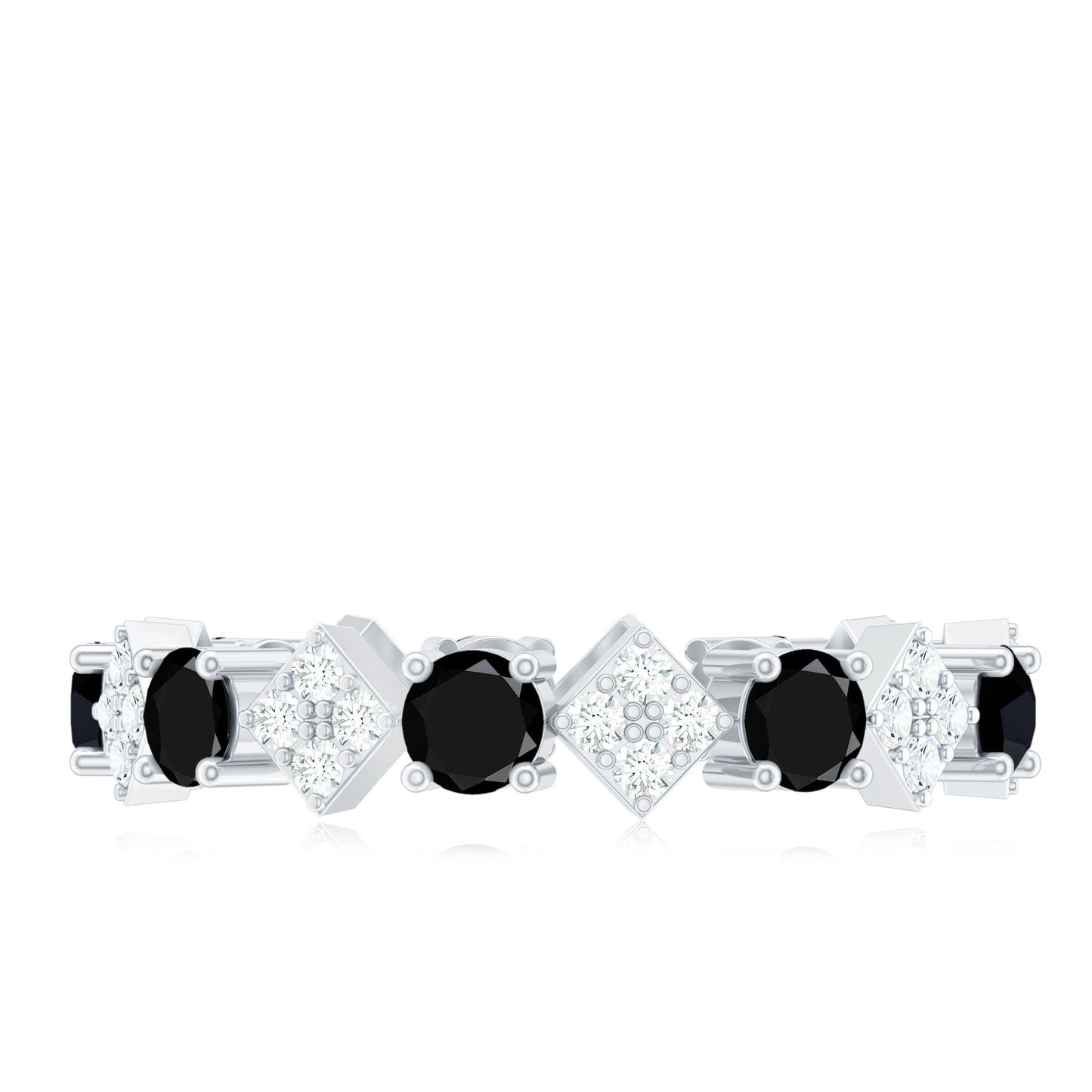 Lab Grown Black and White Diamond Eternity Ring for Women