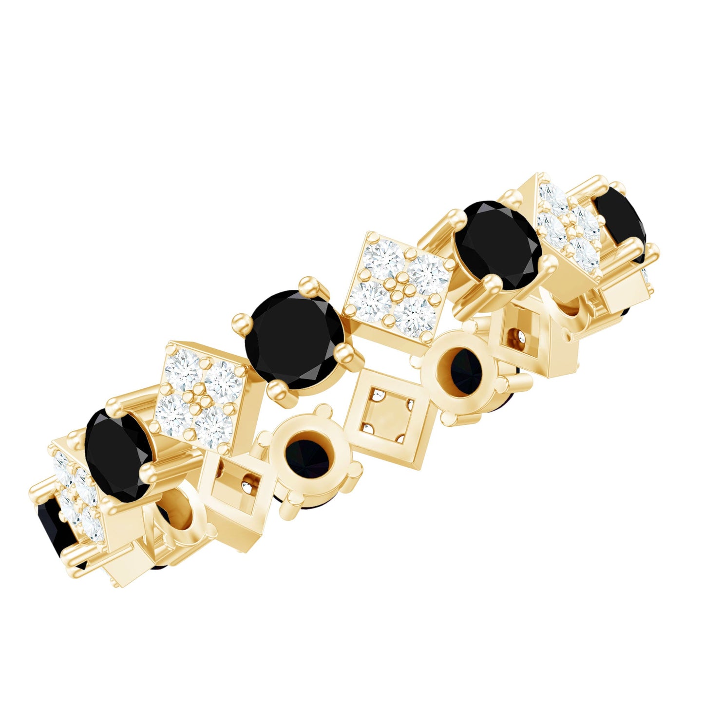 Lab Grown Black and White Diamond Eternity Ring for Women