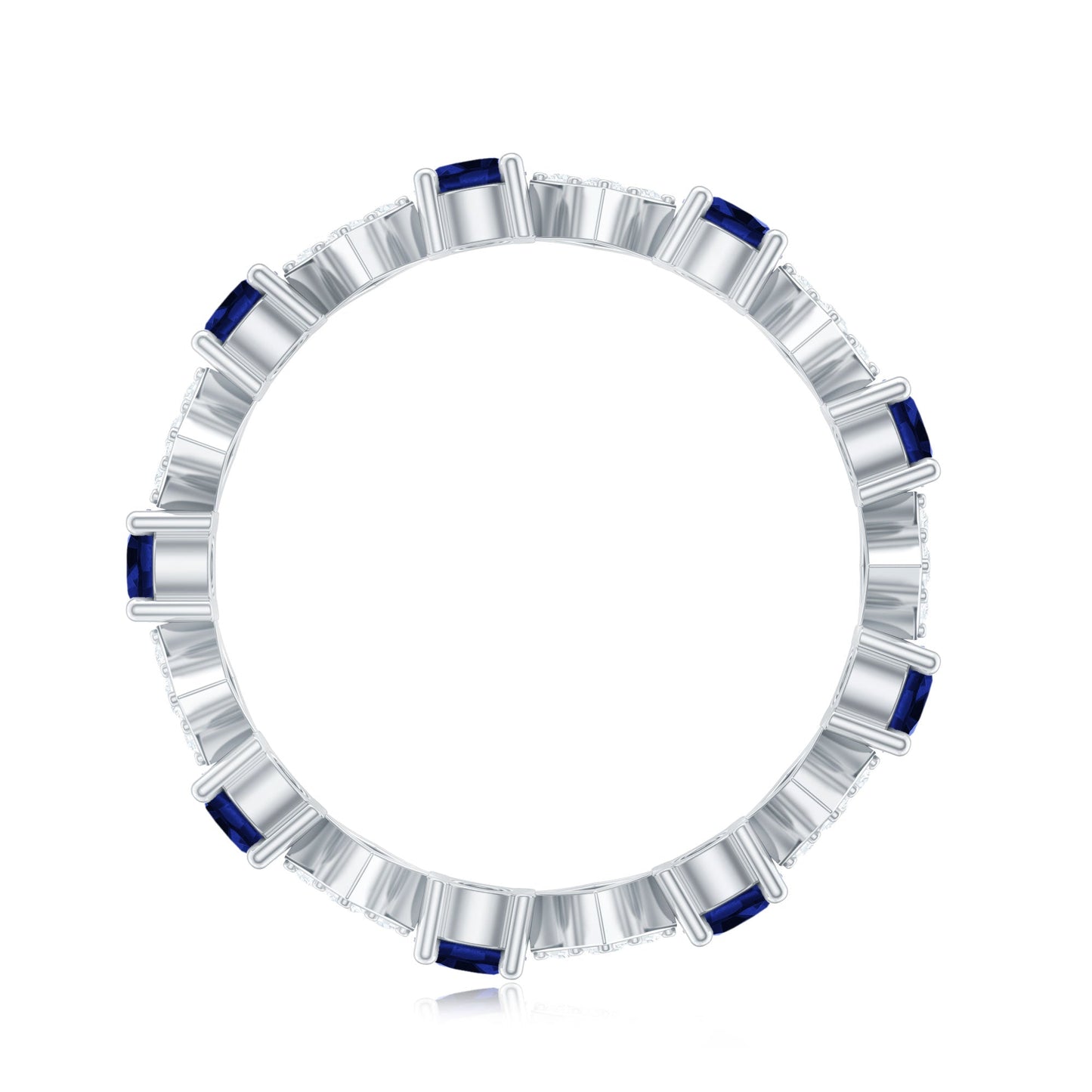 Certified Lab-Created Blue Sapphire and Diamond Eternity Band Ring