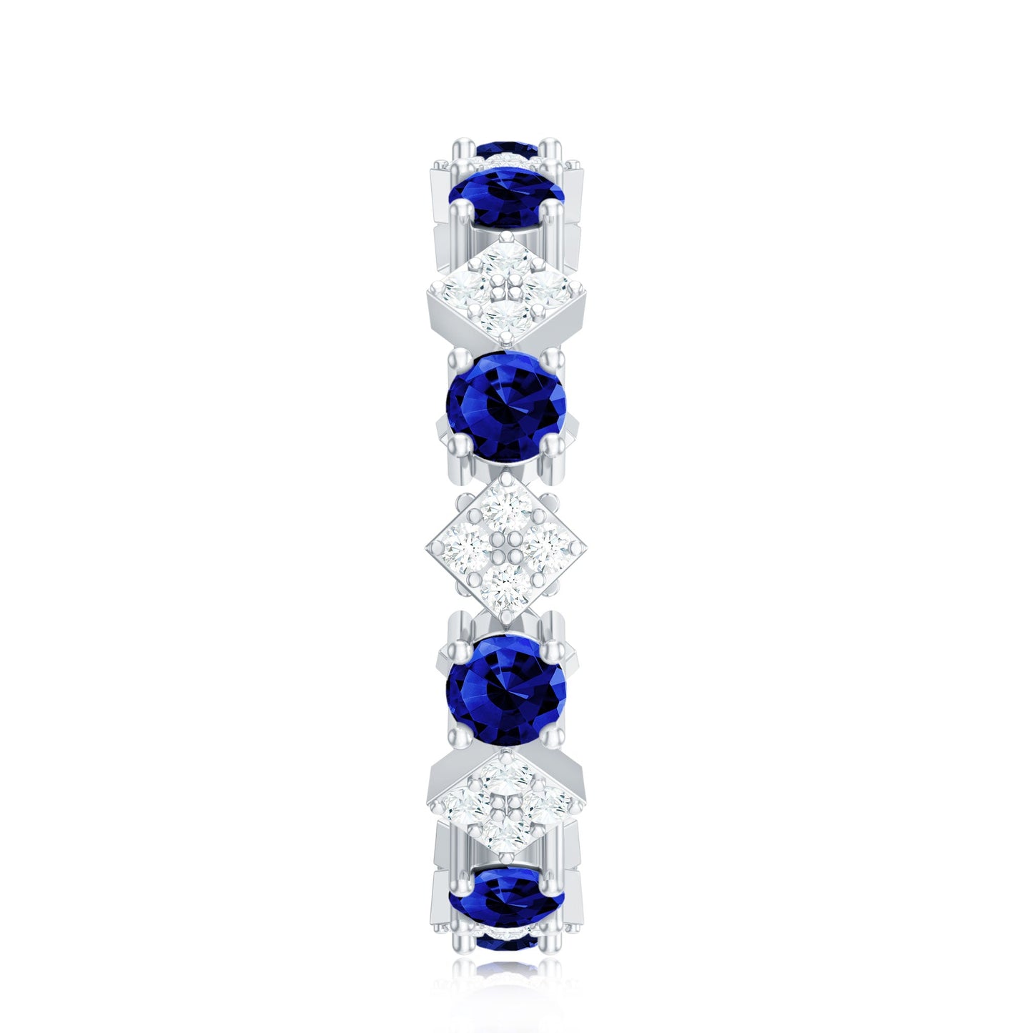 Certified Lab-Created Blue Sapphire and Diamond Eternity Band Ring
