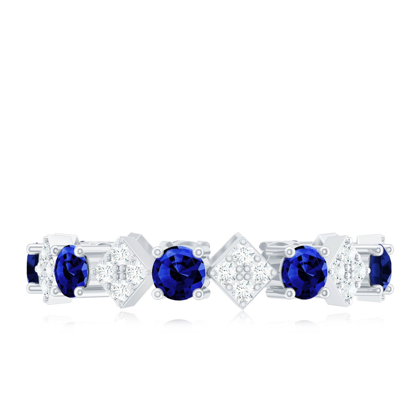 Certified Lab-Created Blue Sapphire and Diamond Eternity Band Ring