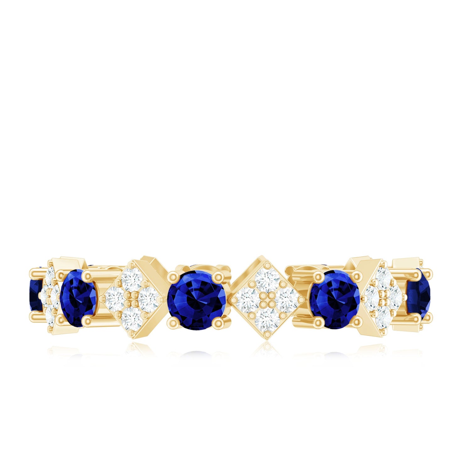 Certified Lab-Created Blue Sapphire and Diamond Eternity Band Ring