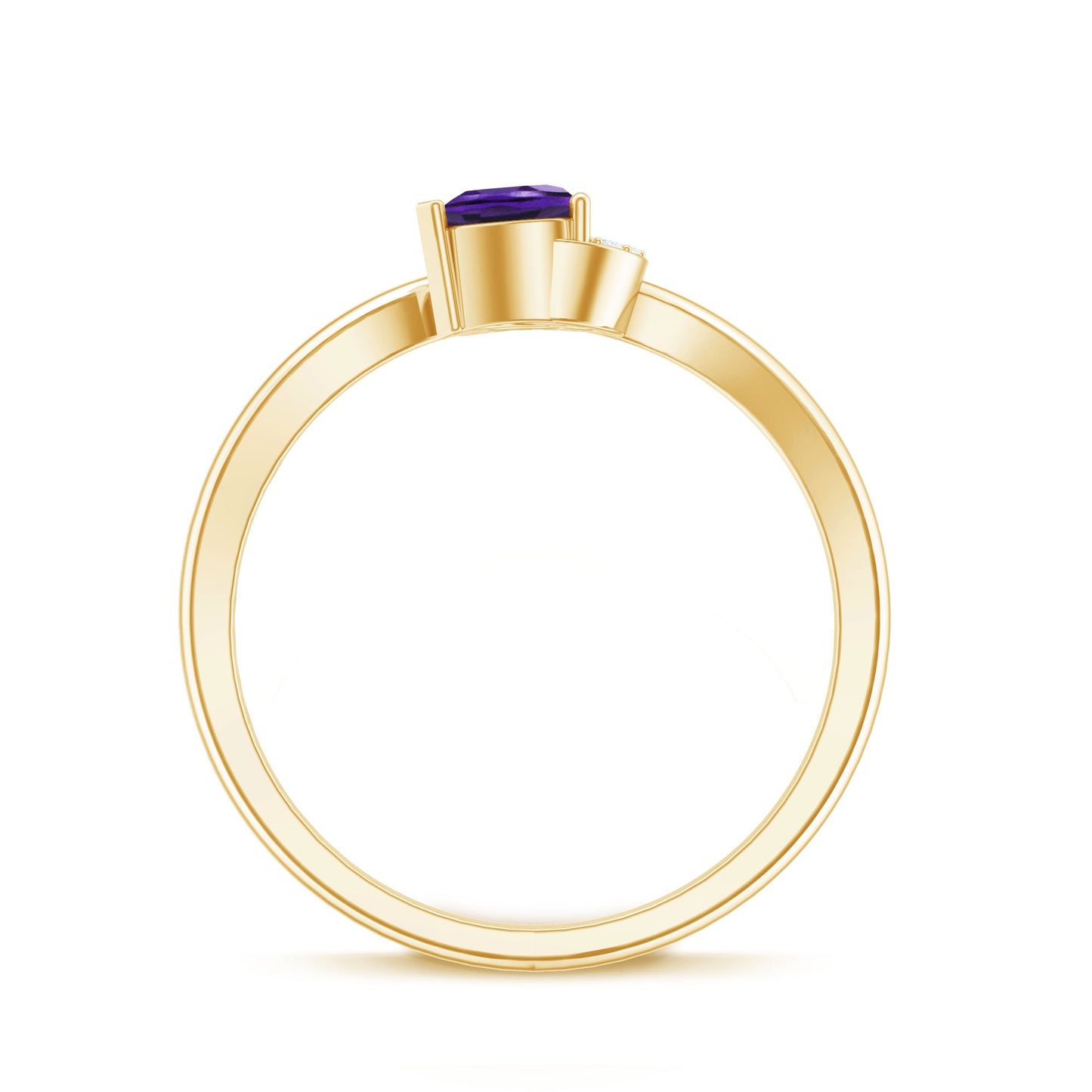 Real 0.9 Carat Amethyst Heart Promise Ring with Diamond