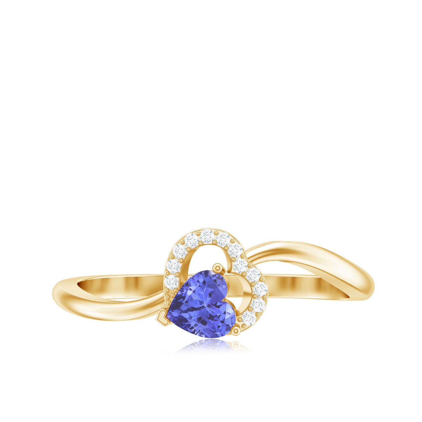 Natural Heart Shape Tanzanite Diamond Promise Ring for Valentines