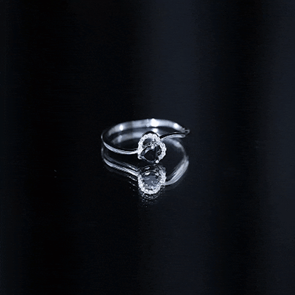Genuine Black Onyx and Diamond Heart Promise Ring